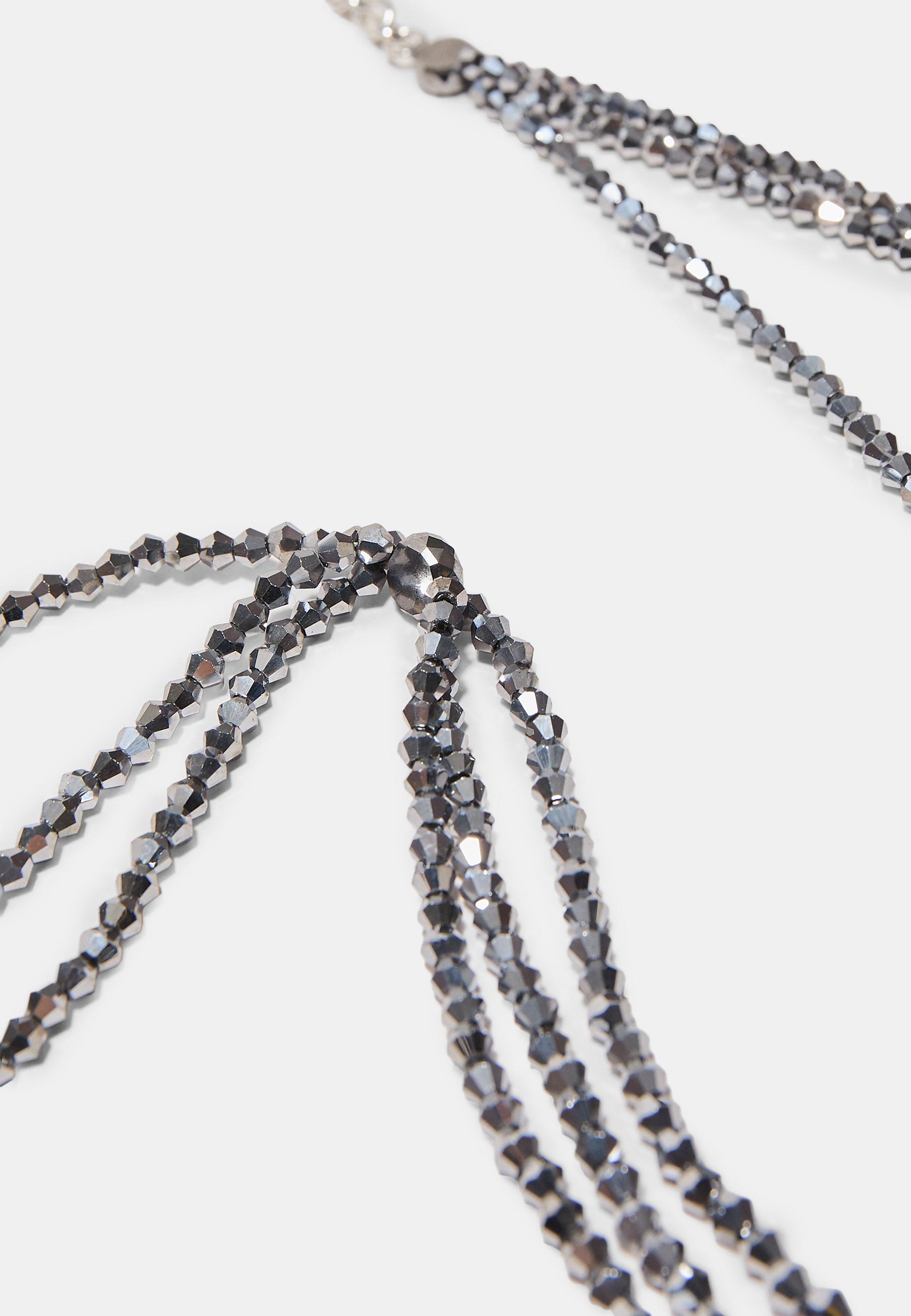Multi-way beaded necklace — Grey
