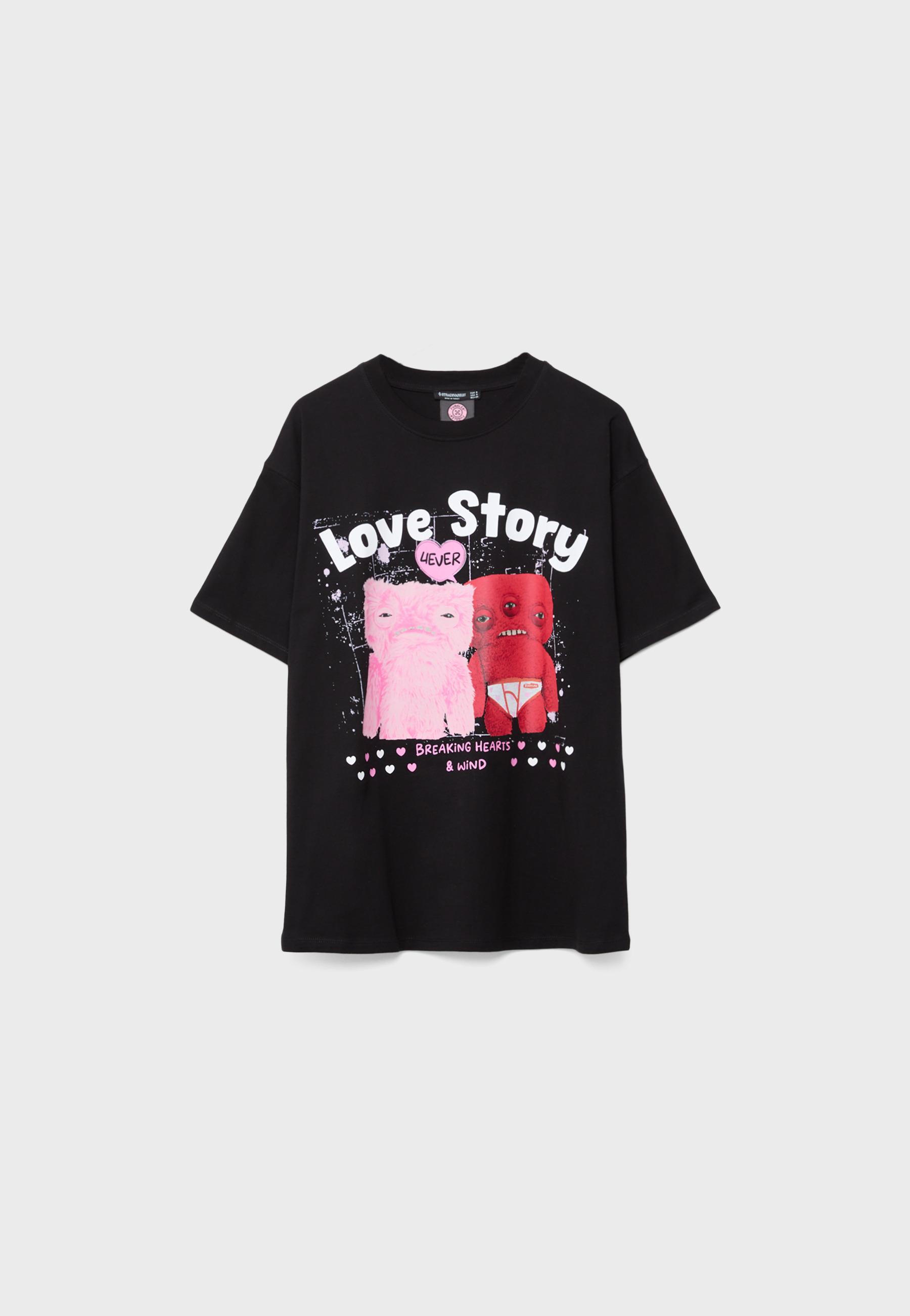 Oversize printed T-shirt — Black
