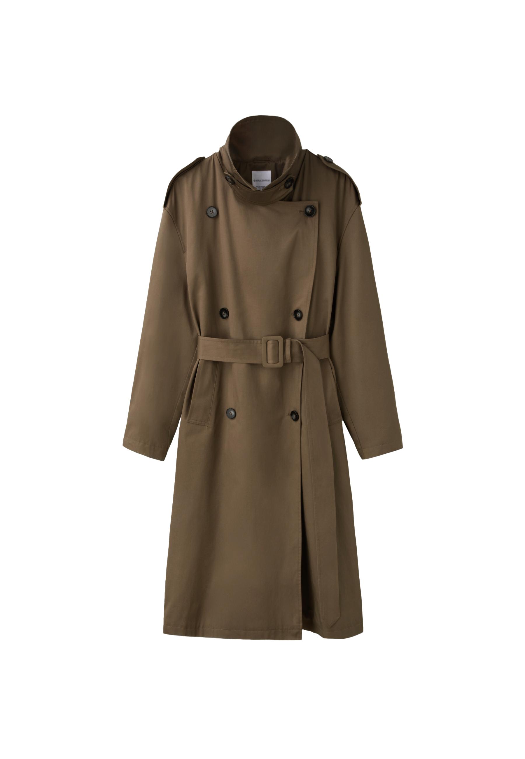 Stradivarius Basic uzun trençkot görsel 4