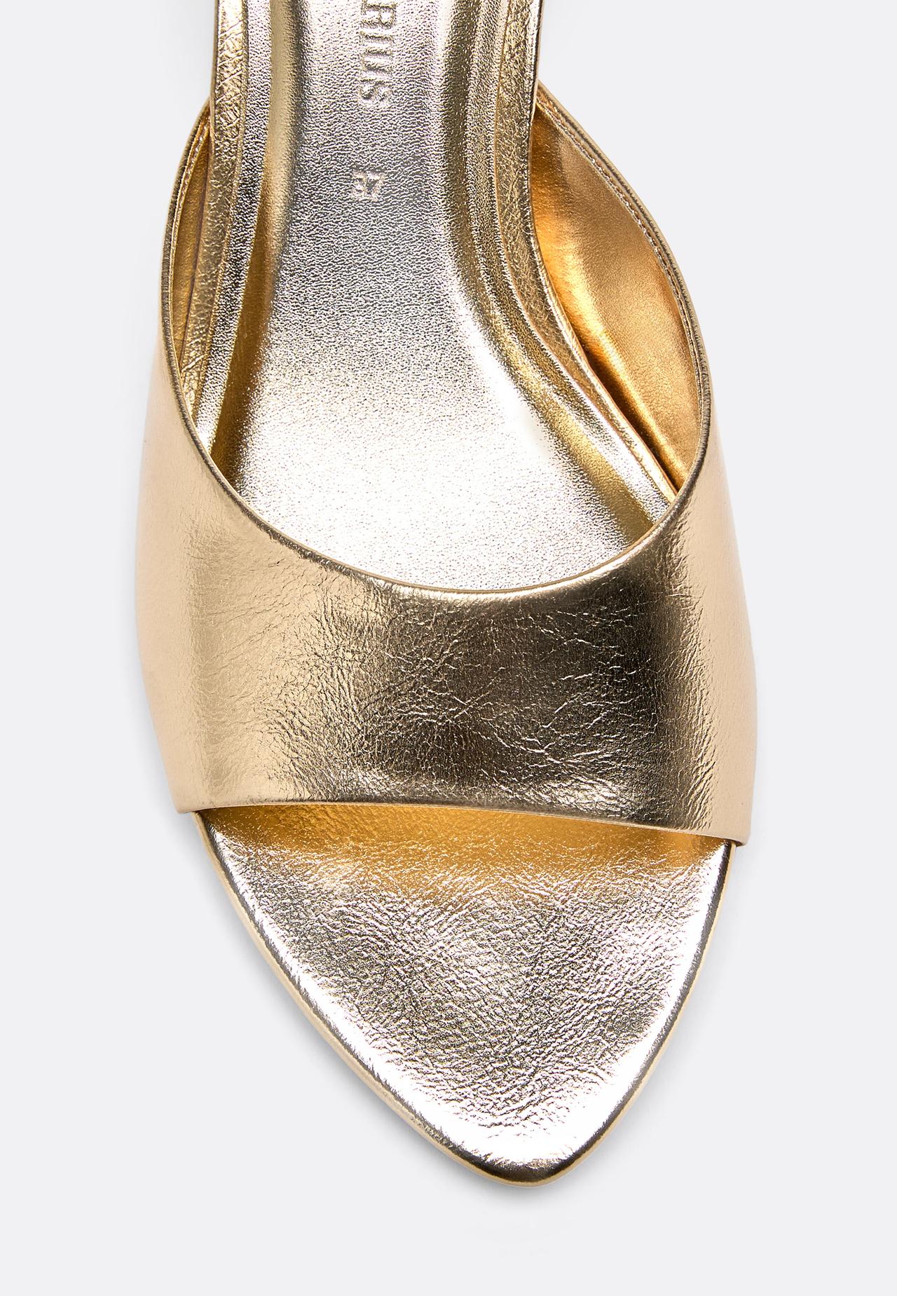 Metallic mule heel sandals — GOLD