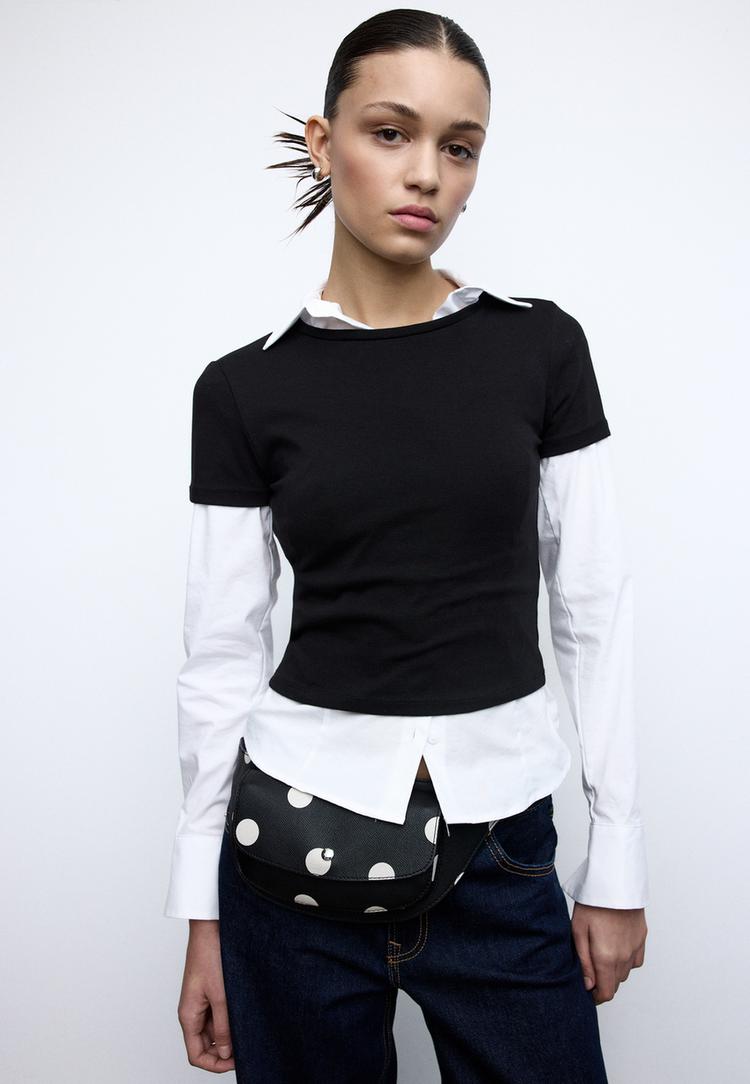 cinto de tiracolo com bolinhas