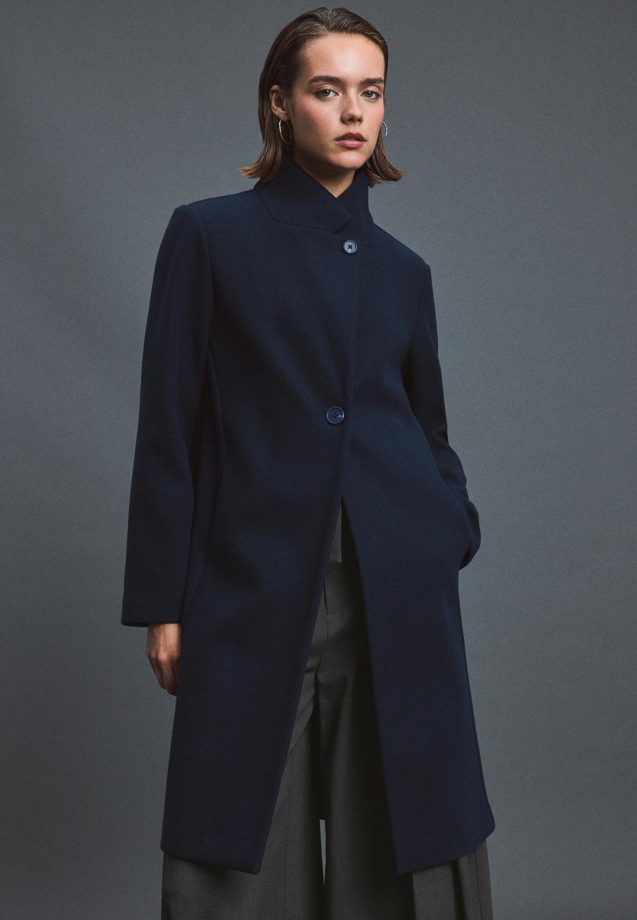 Soft-touch straight coat — Dark blue