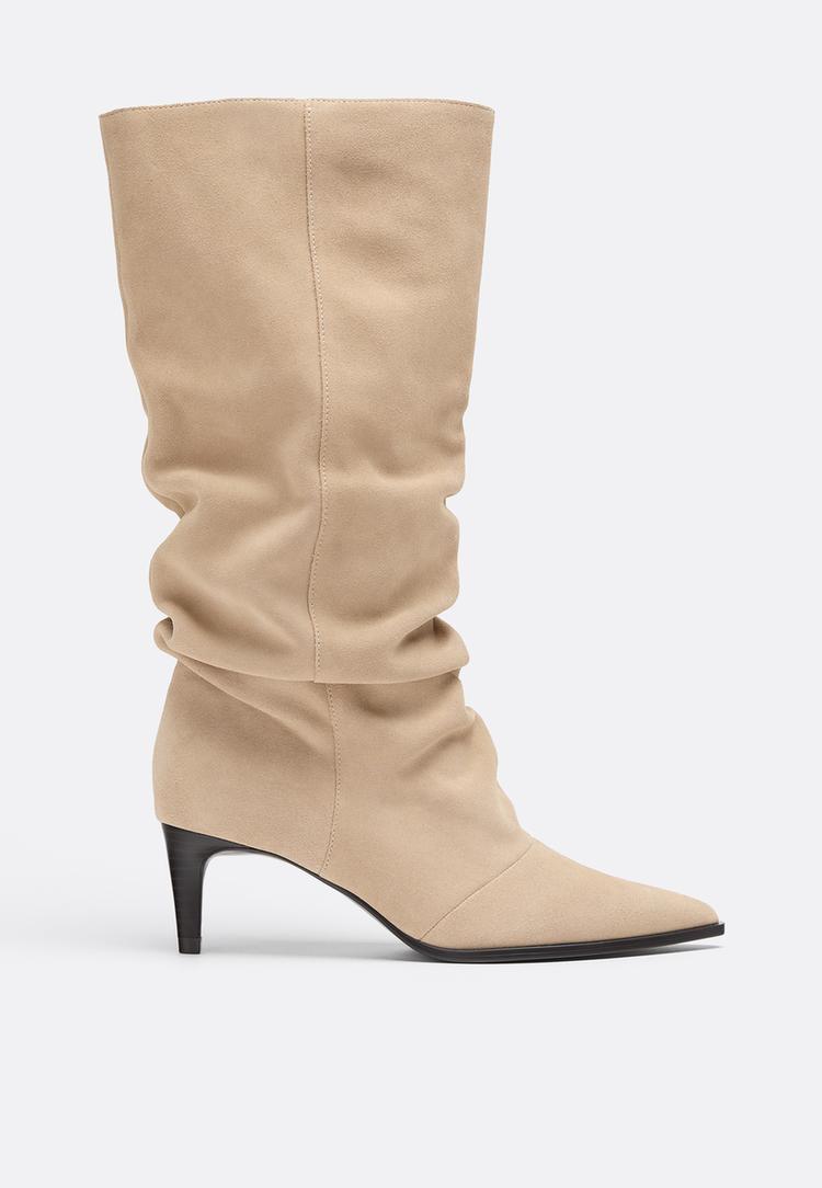 bottes a talons amples en cuir