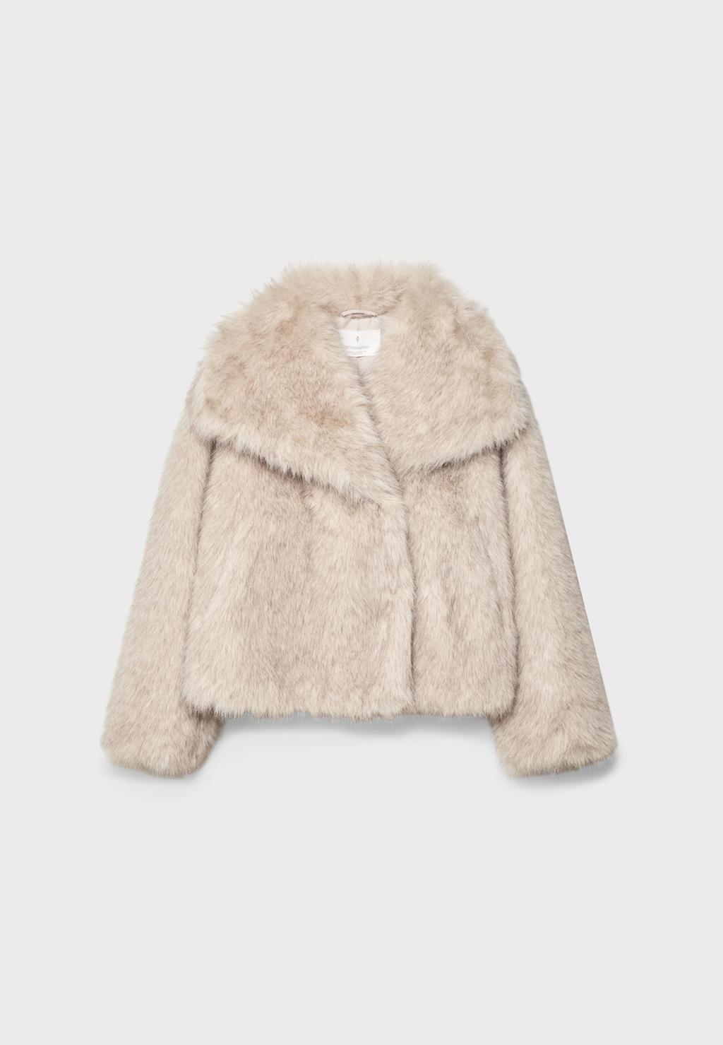 Cropped faux fur jacket