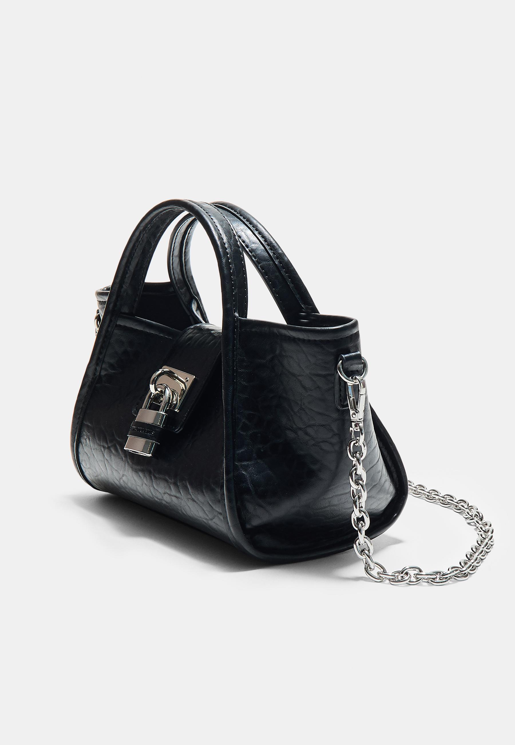 Mini padlock crossbody bag — Black