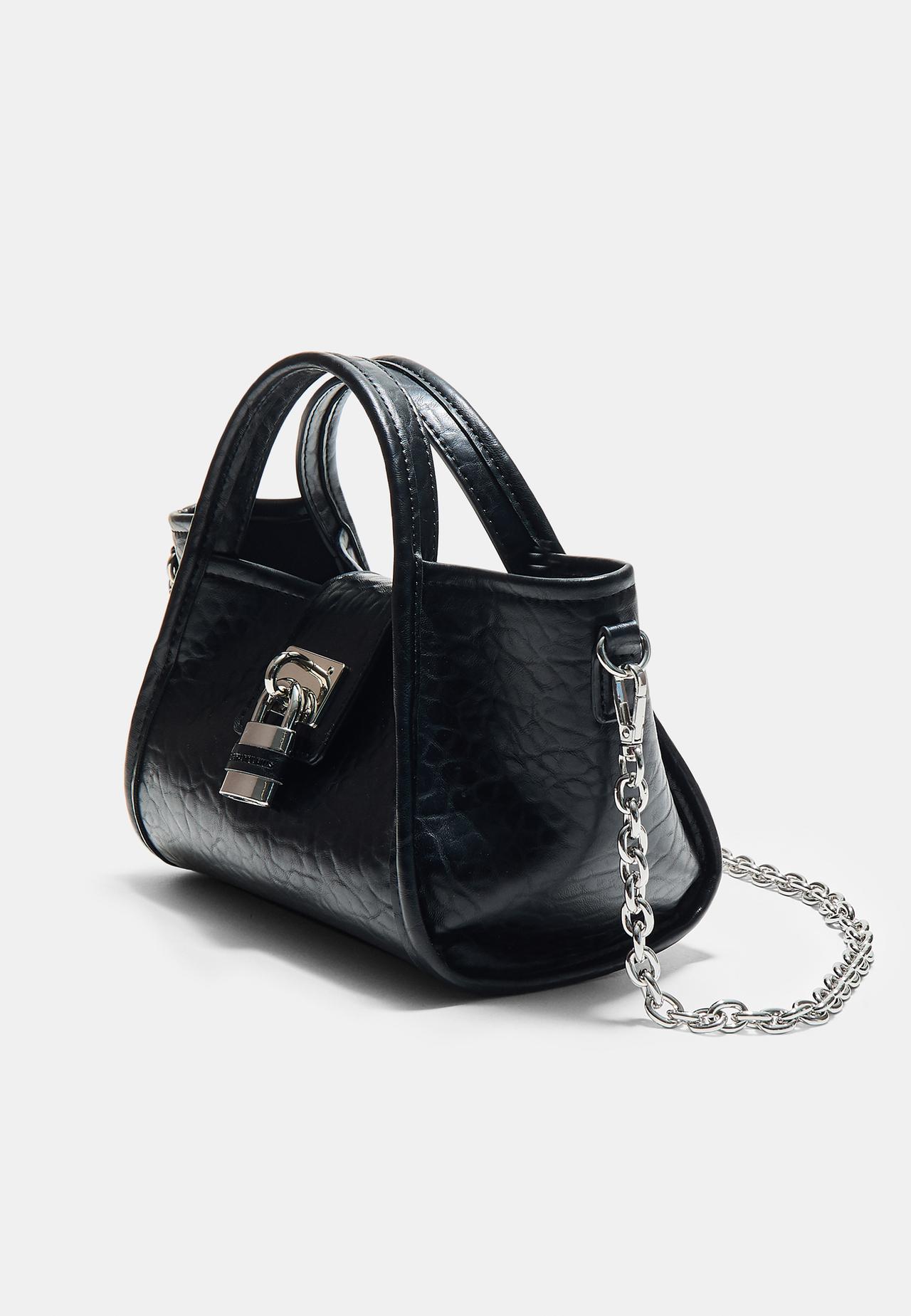 Mini padlock crossbody bag — Black