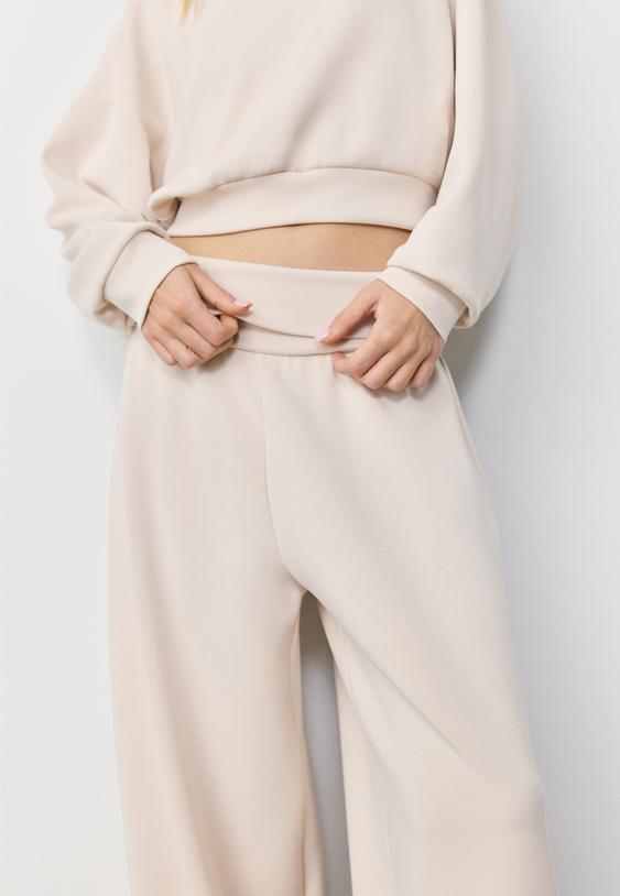 pantaloni jogger a palloncino con vita ripiegata effetto morbido