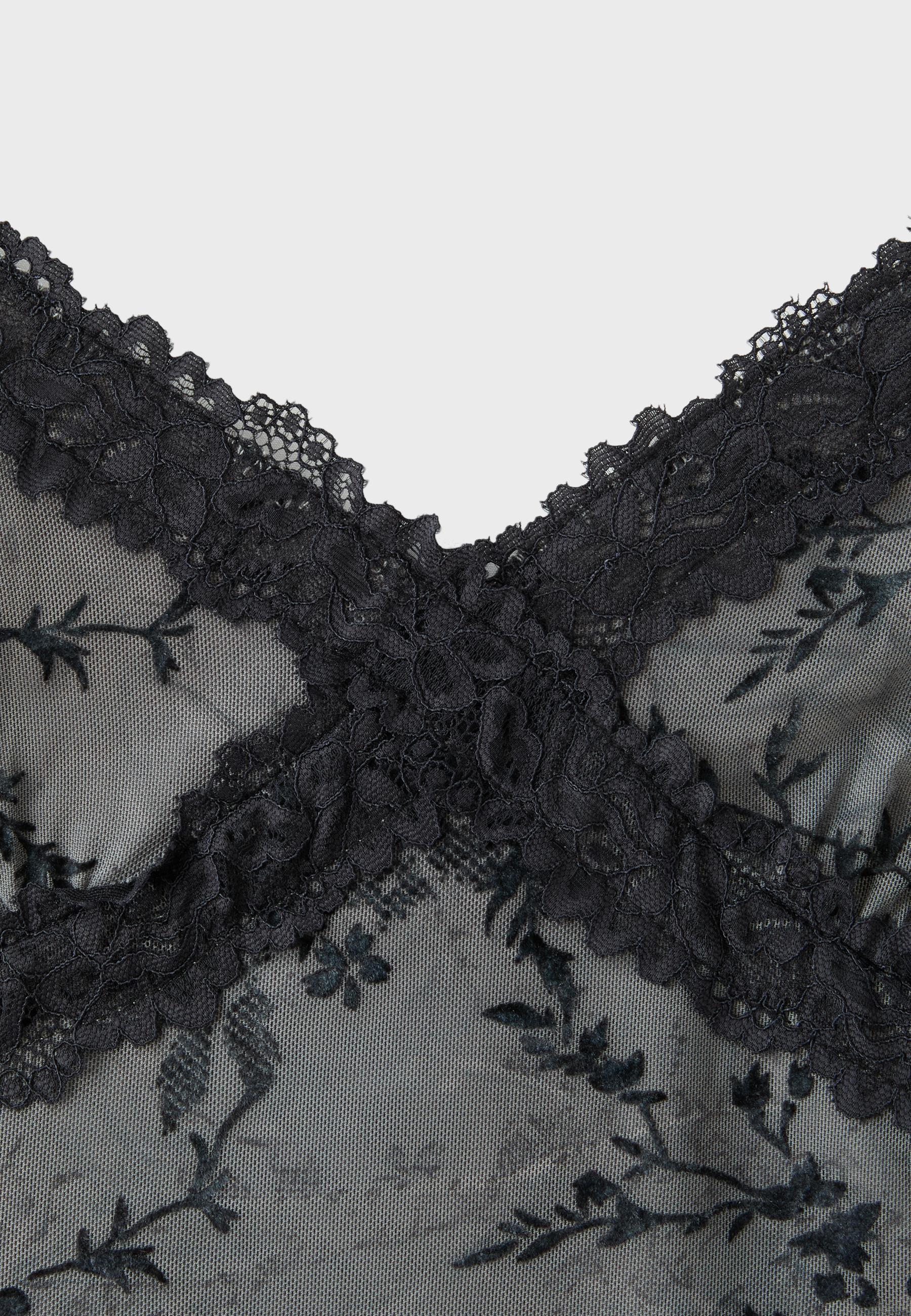 Felted lace fitted top — Dark grey
