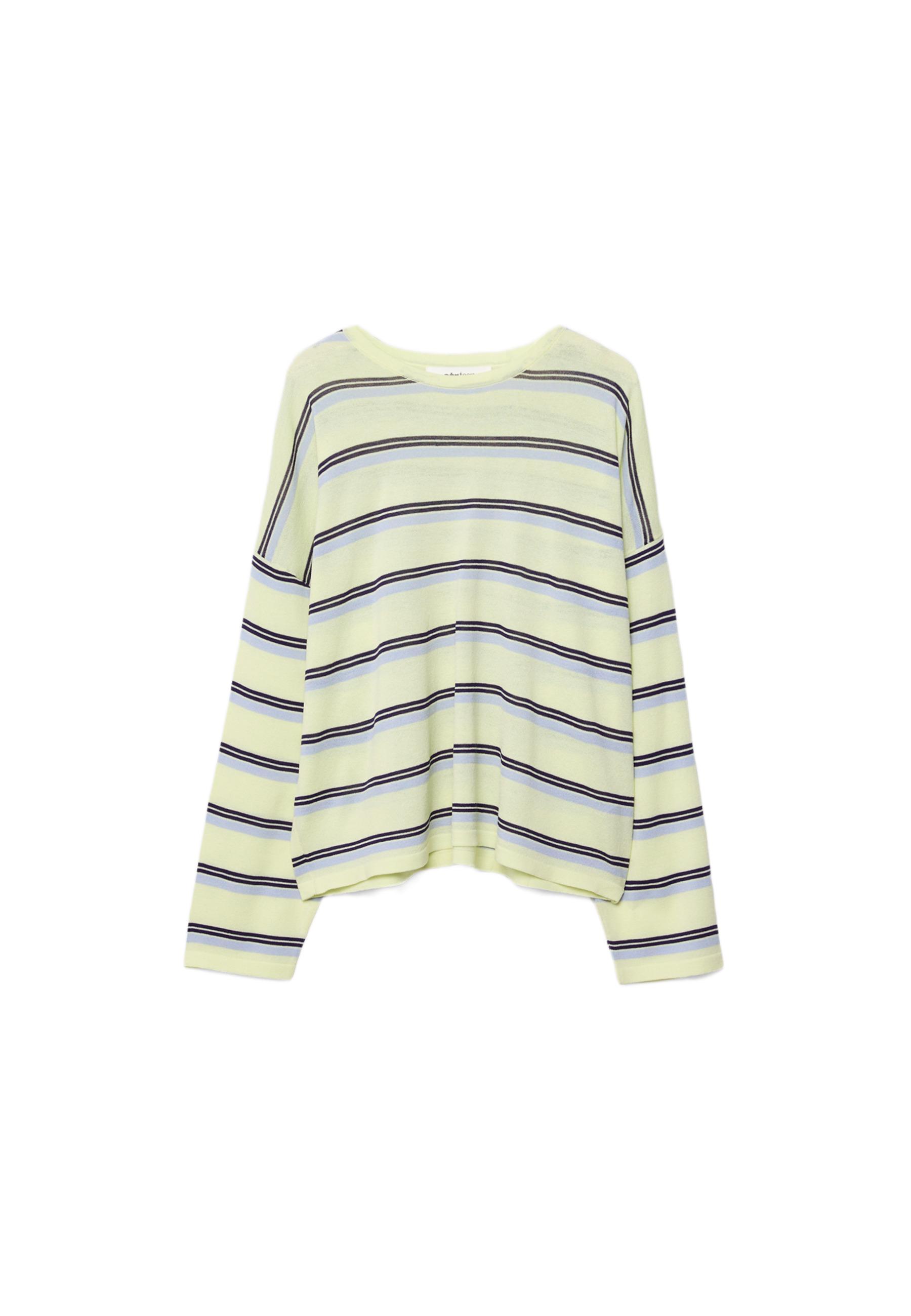 Fine knit striped jumper — Pastel yellow