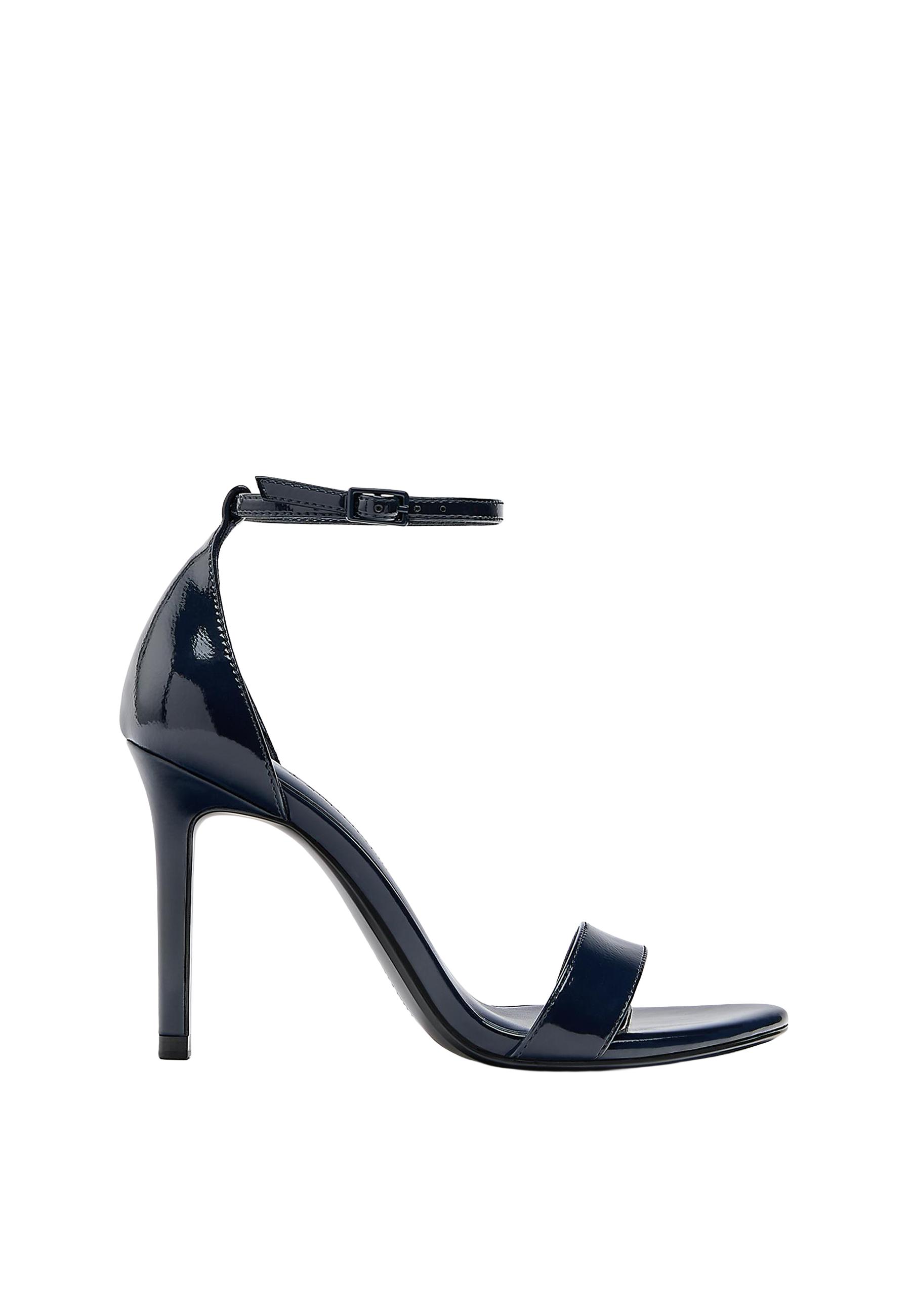 Patent effect heeled sandals — BLUE