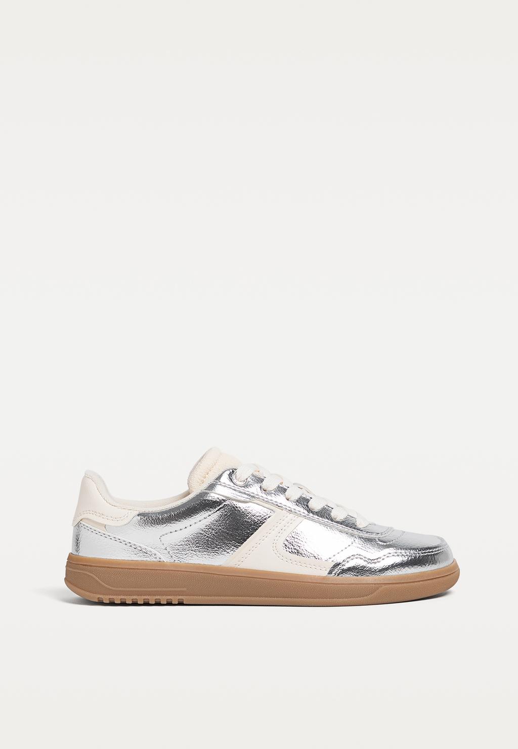 Silver casual retro trainers