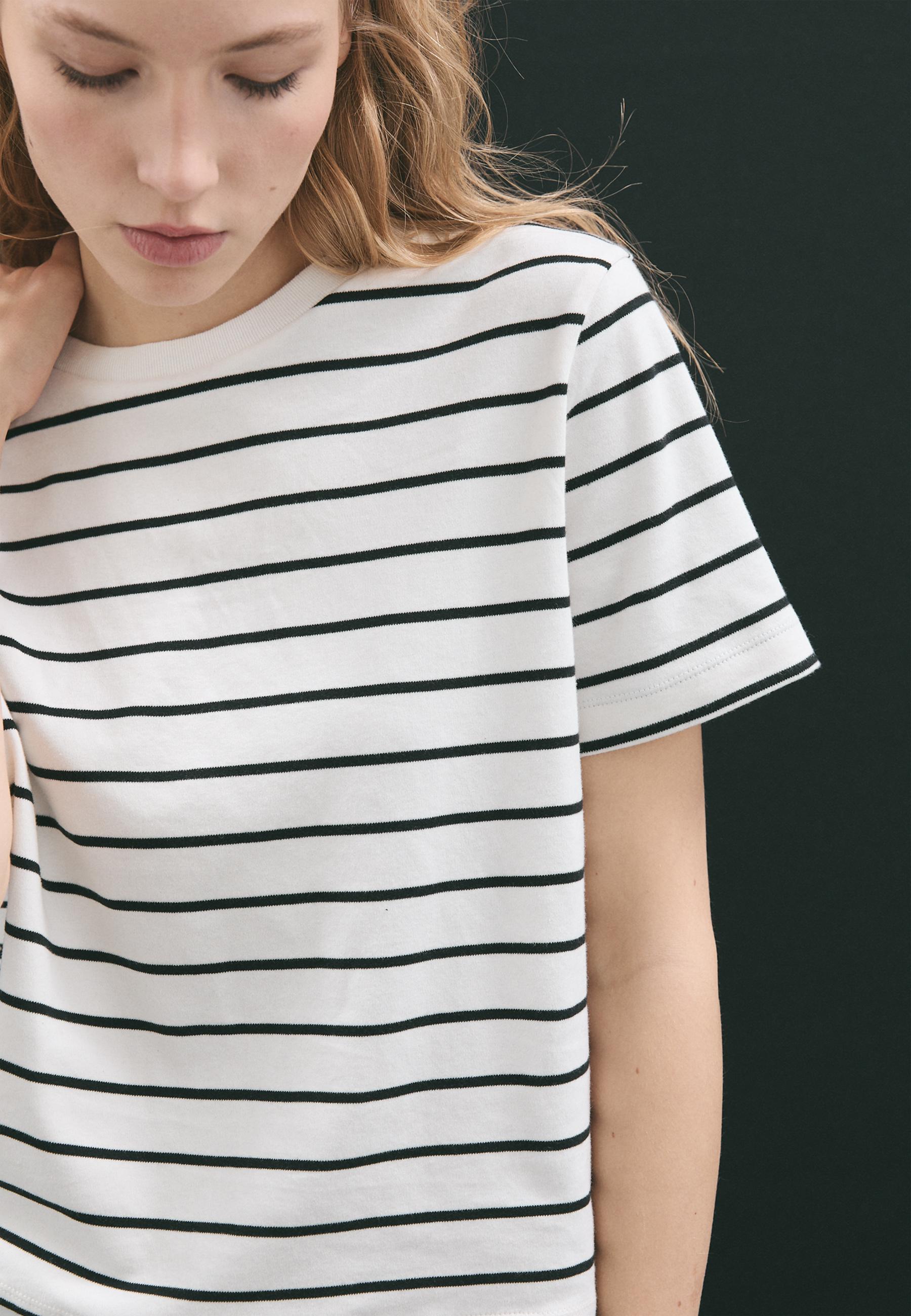 Basic heavy weight striped regular fit T-shirt — Ecru