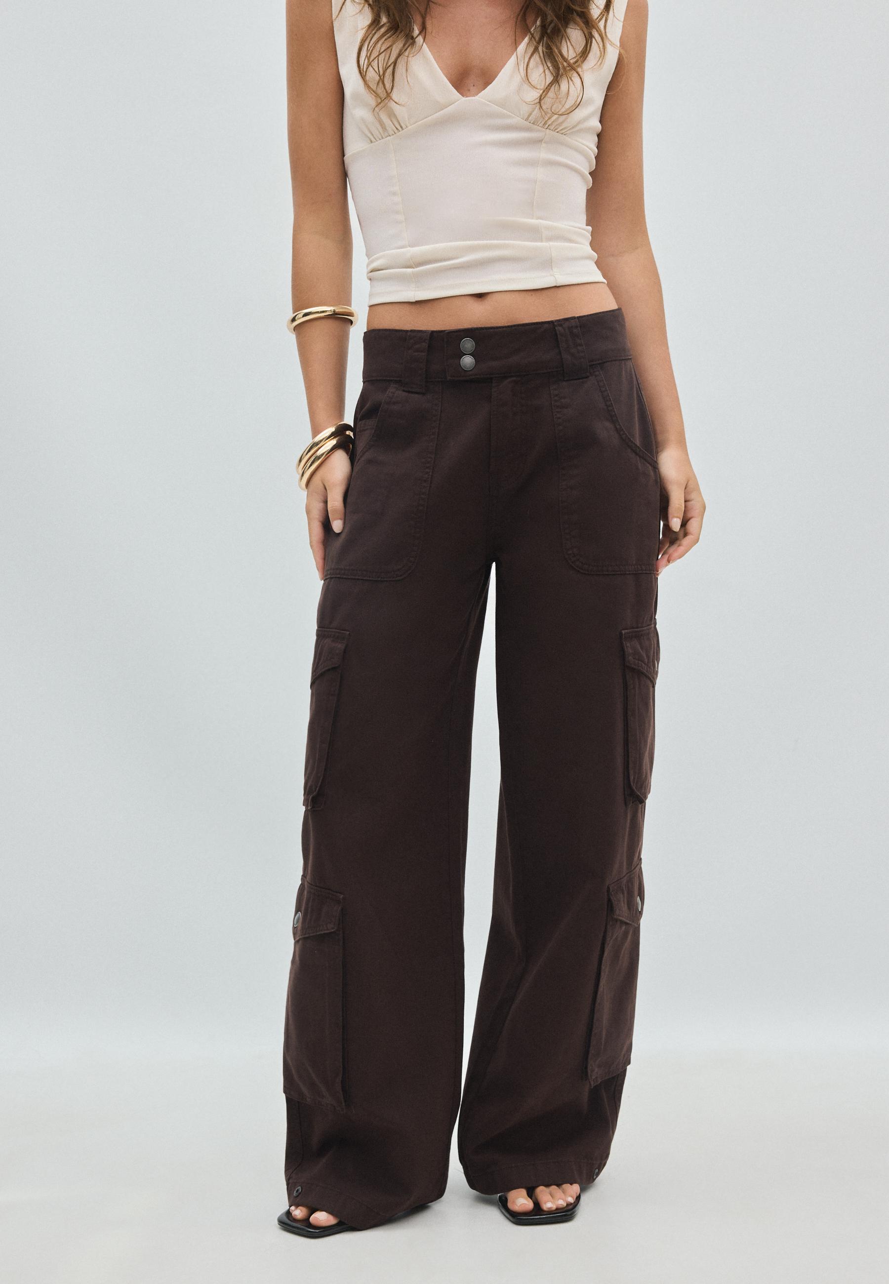 Straight cargo trousers — Brown