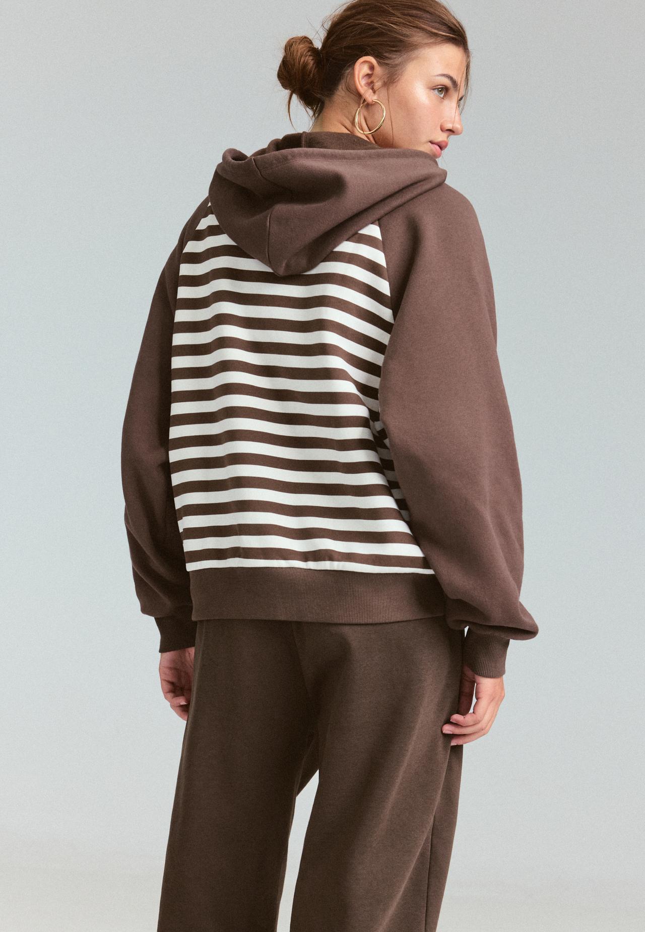 Striped hoodie — Brown