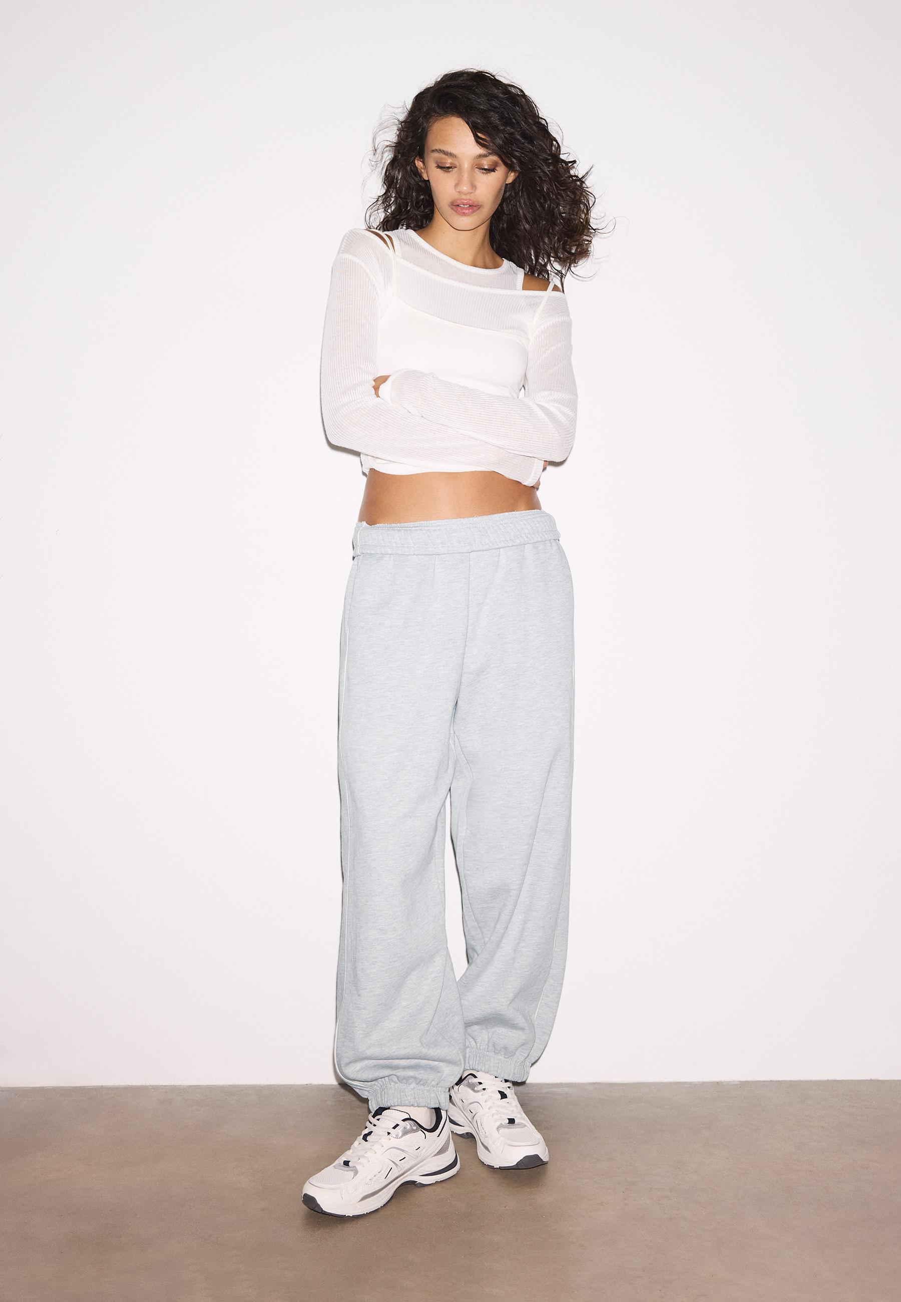 Piping jogger trousers — Grey melange