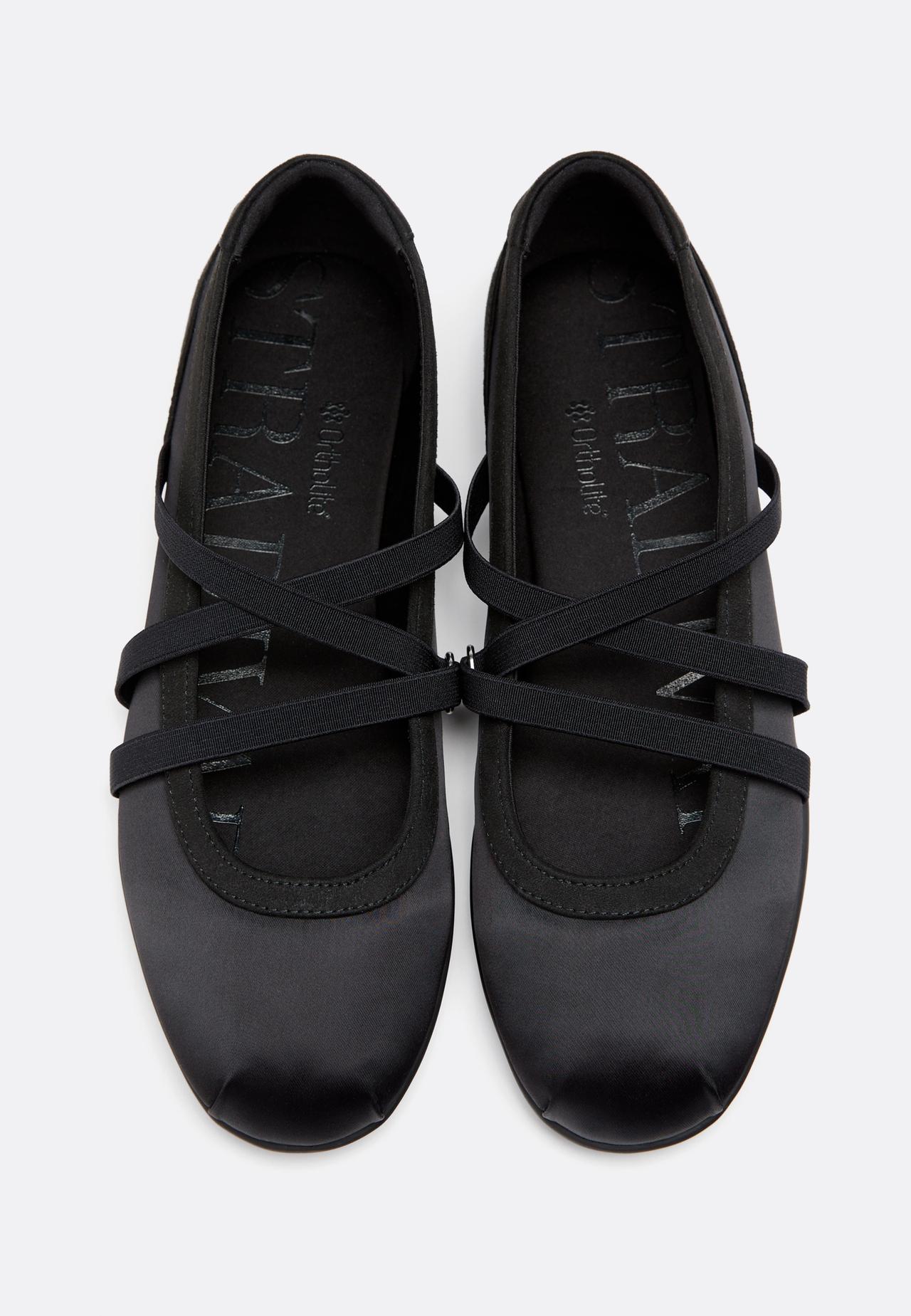Criss-cross strap sneakerinas — BLACK