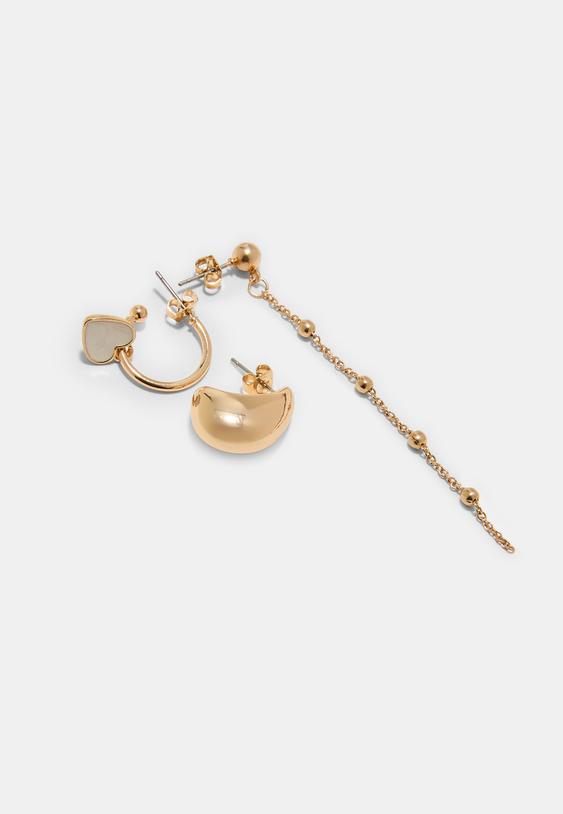 Комплект От 9 Обеци Със Сърца И Халки