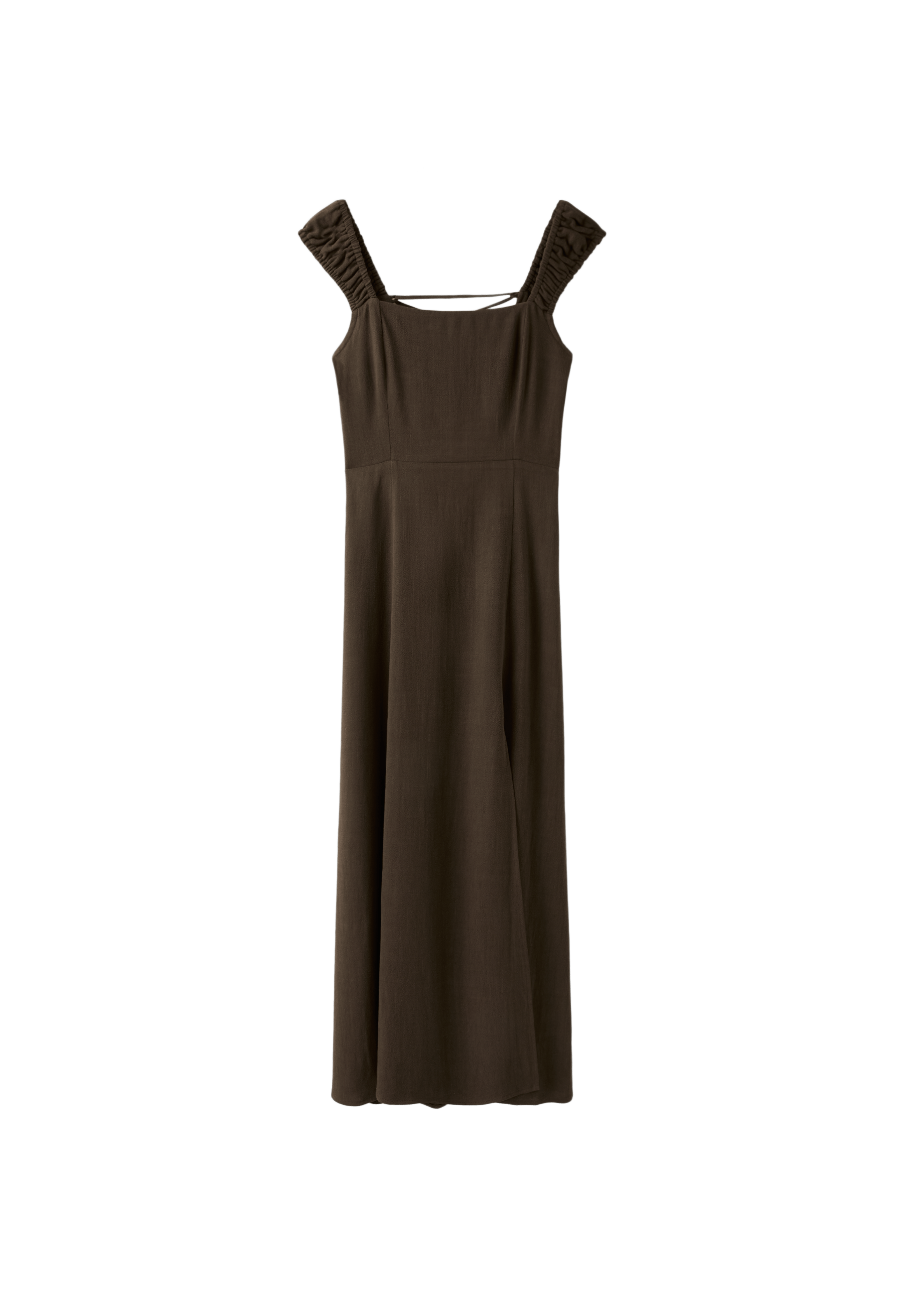 Midi dress with tie-back — Brown