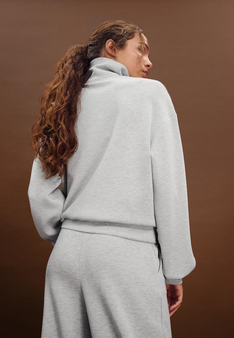 yumusak dokulu yan fermuarl sweatshirt