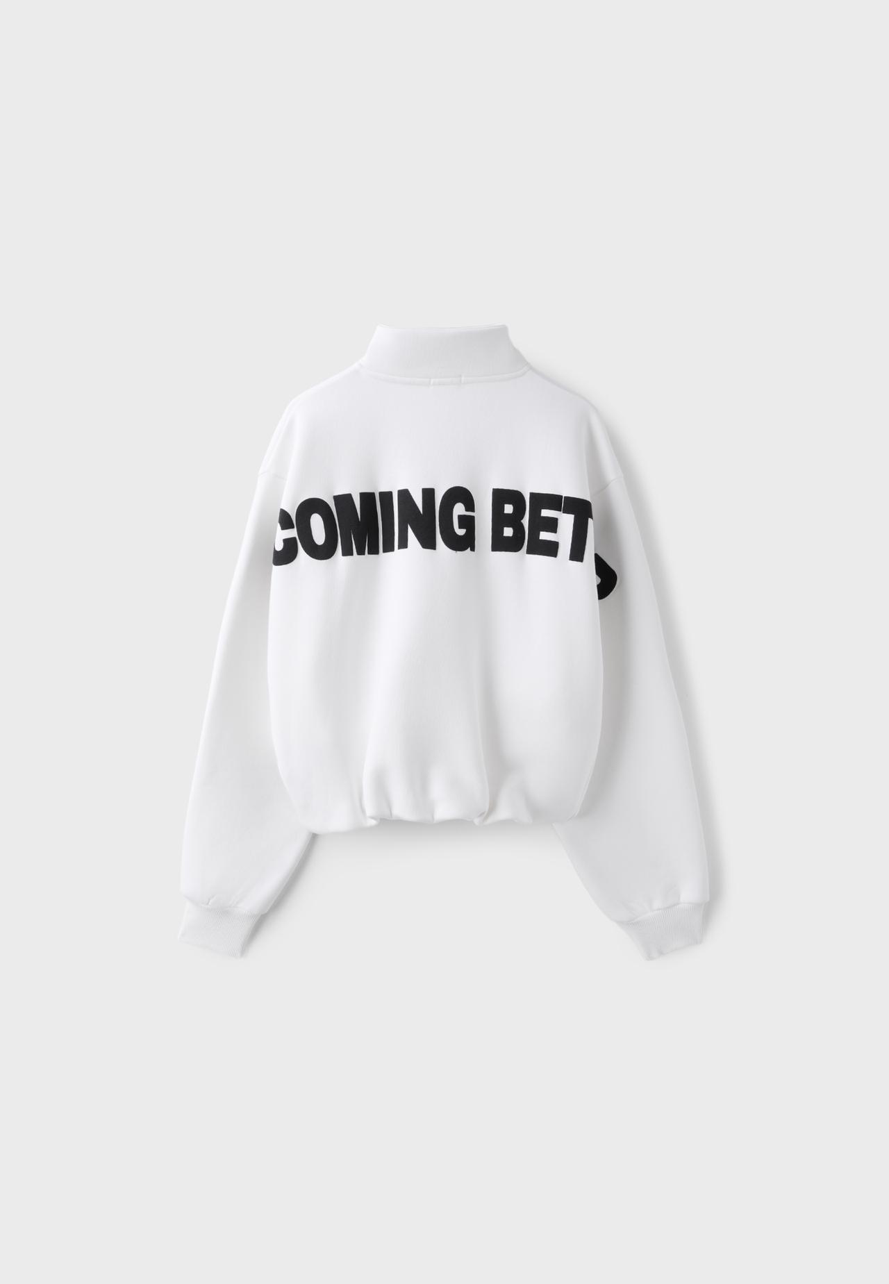 Cropped high neck sweatshirt — Ecru