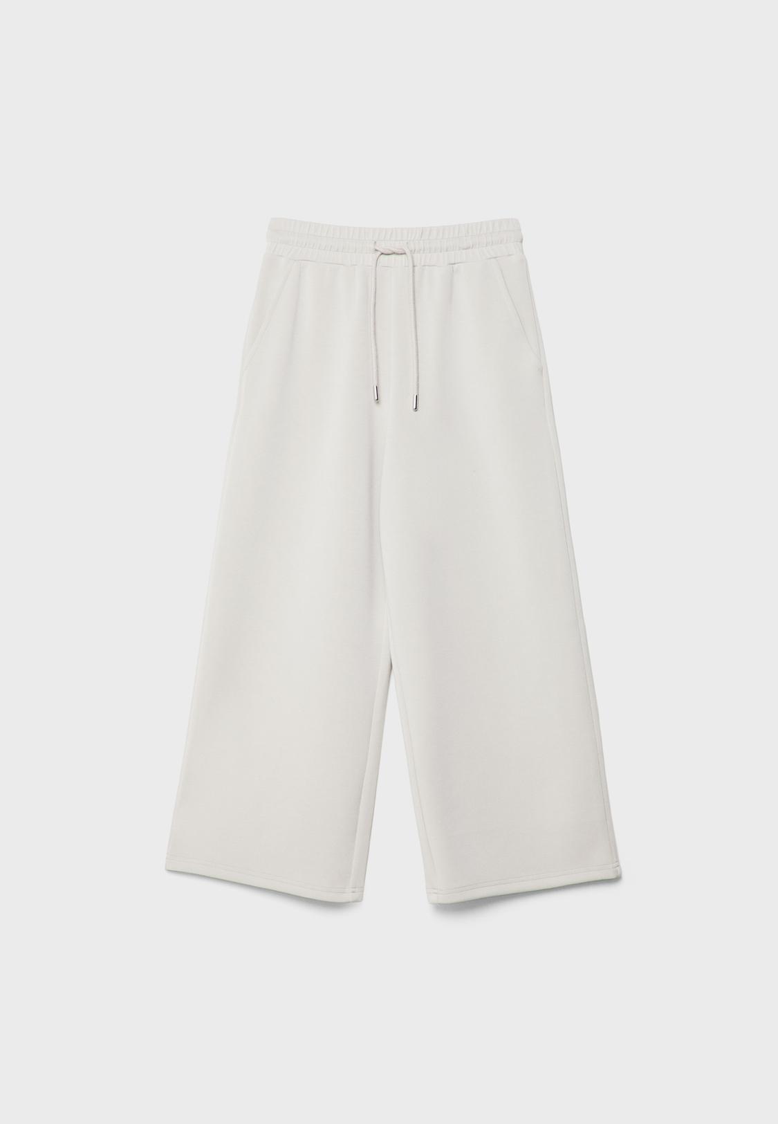 Pantalón Blanco Culots Blancos Pantalón Culotte Fluido Tacto