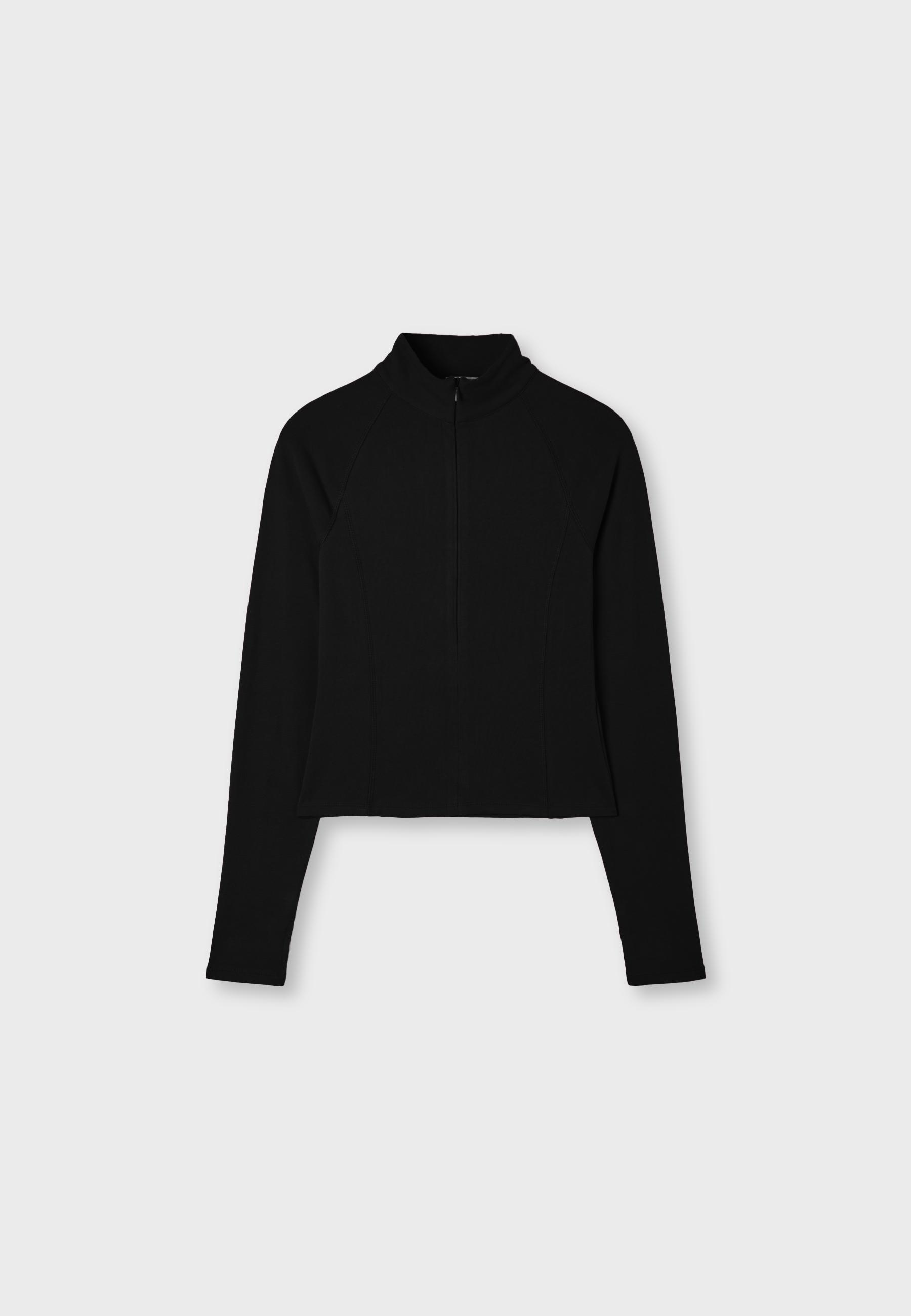 Long sleeve quarter-zip running top — Black