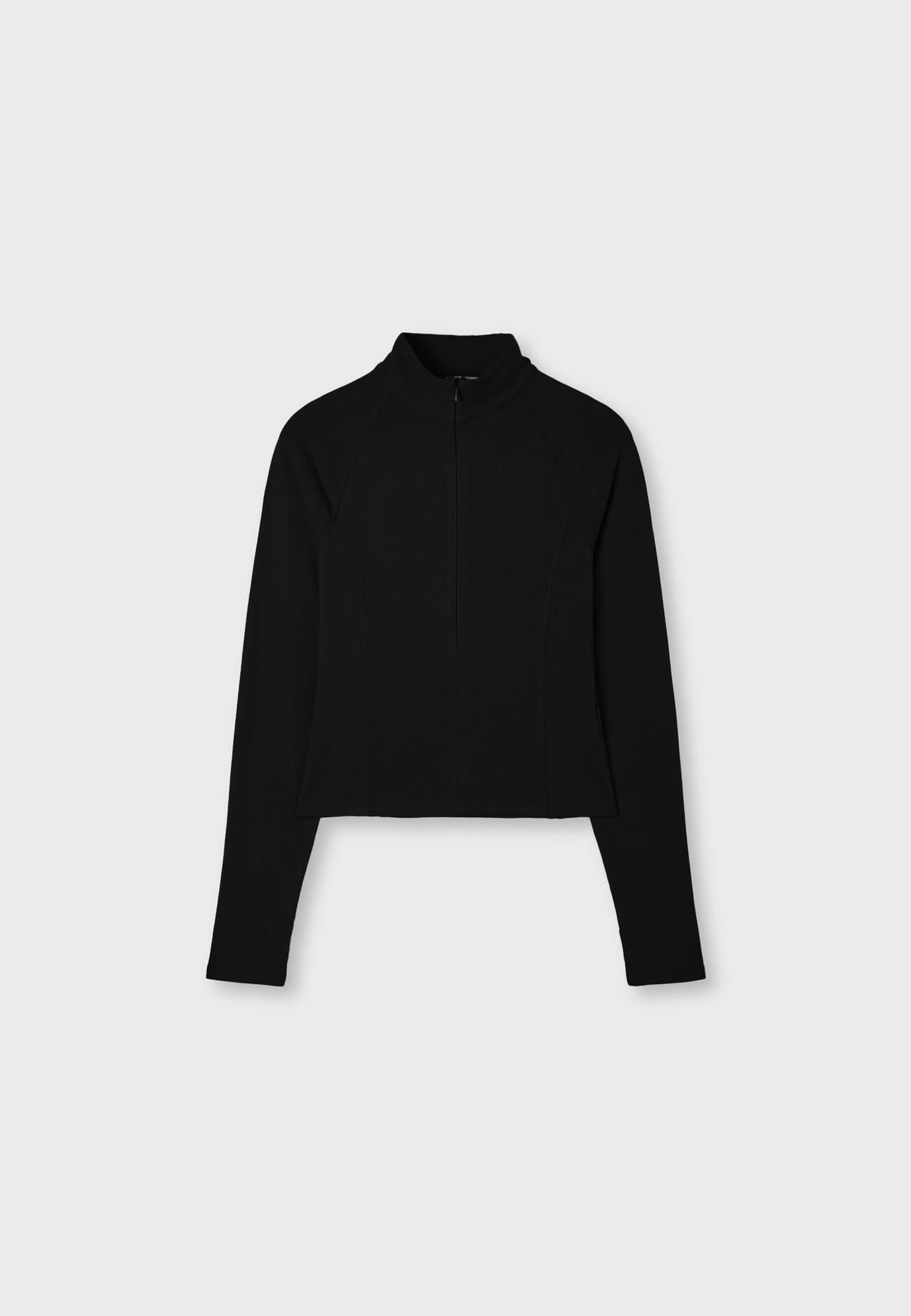 Long sleeve quarter-zip running top — Black