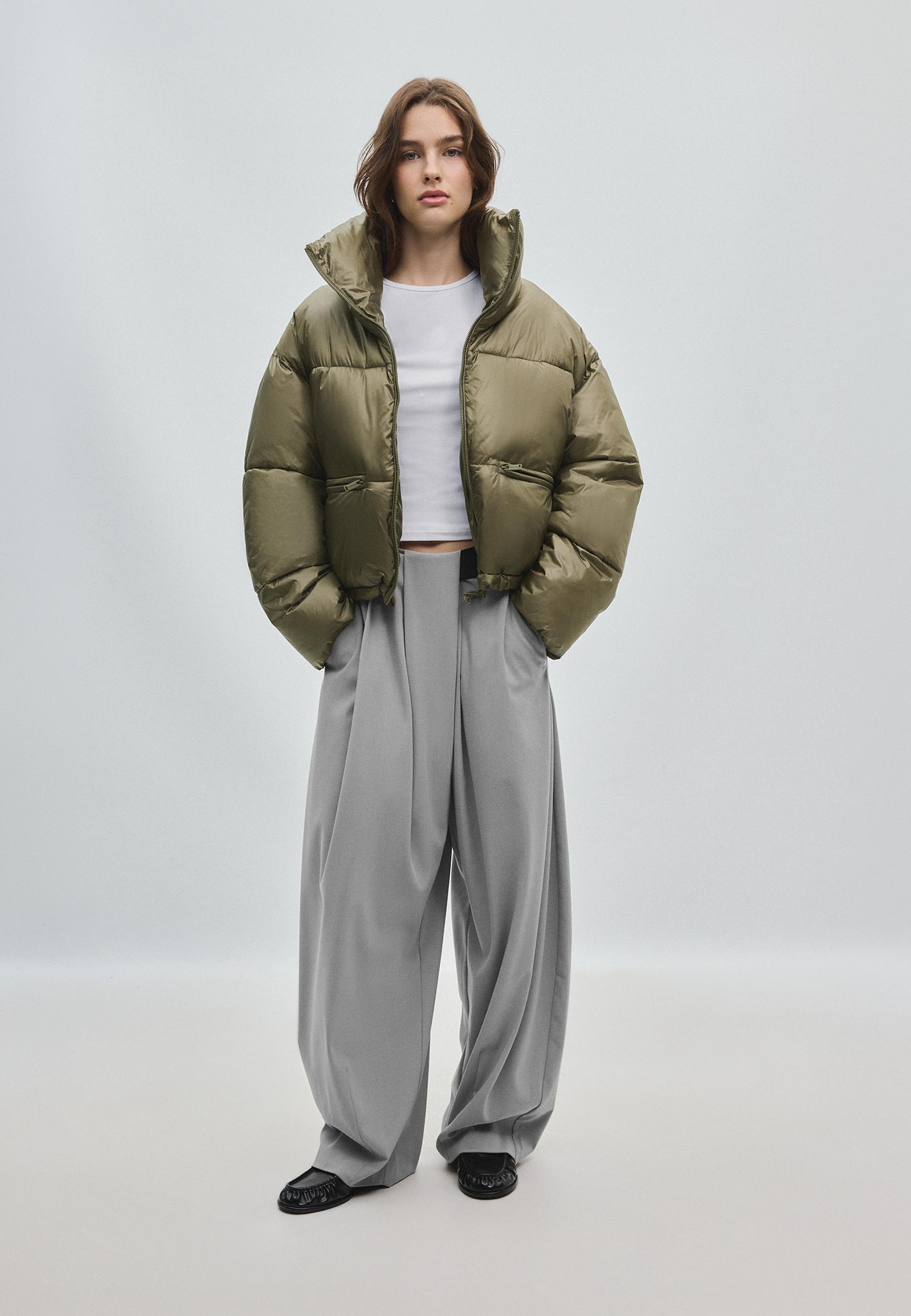 Shiny cropped down jacket - Women's fashion | Stradivarius Azerbaijan