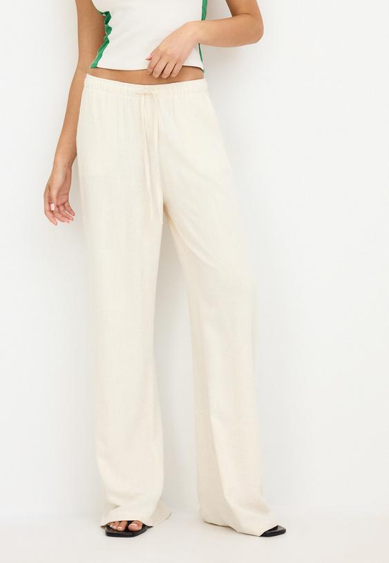 pantaloni dritti effetto lino