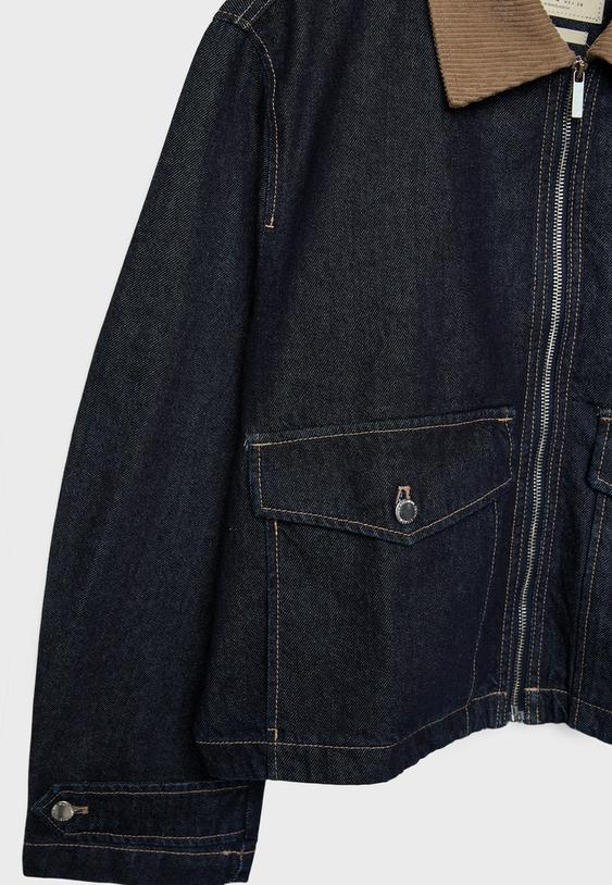 Fitilli kadife denim ceket