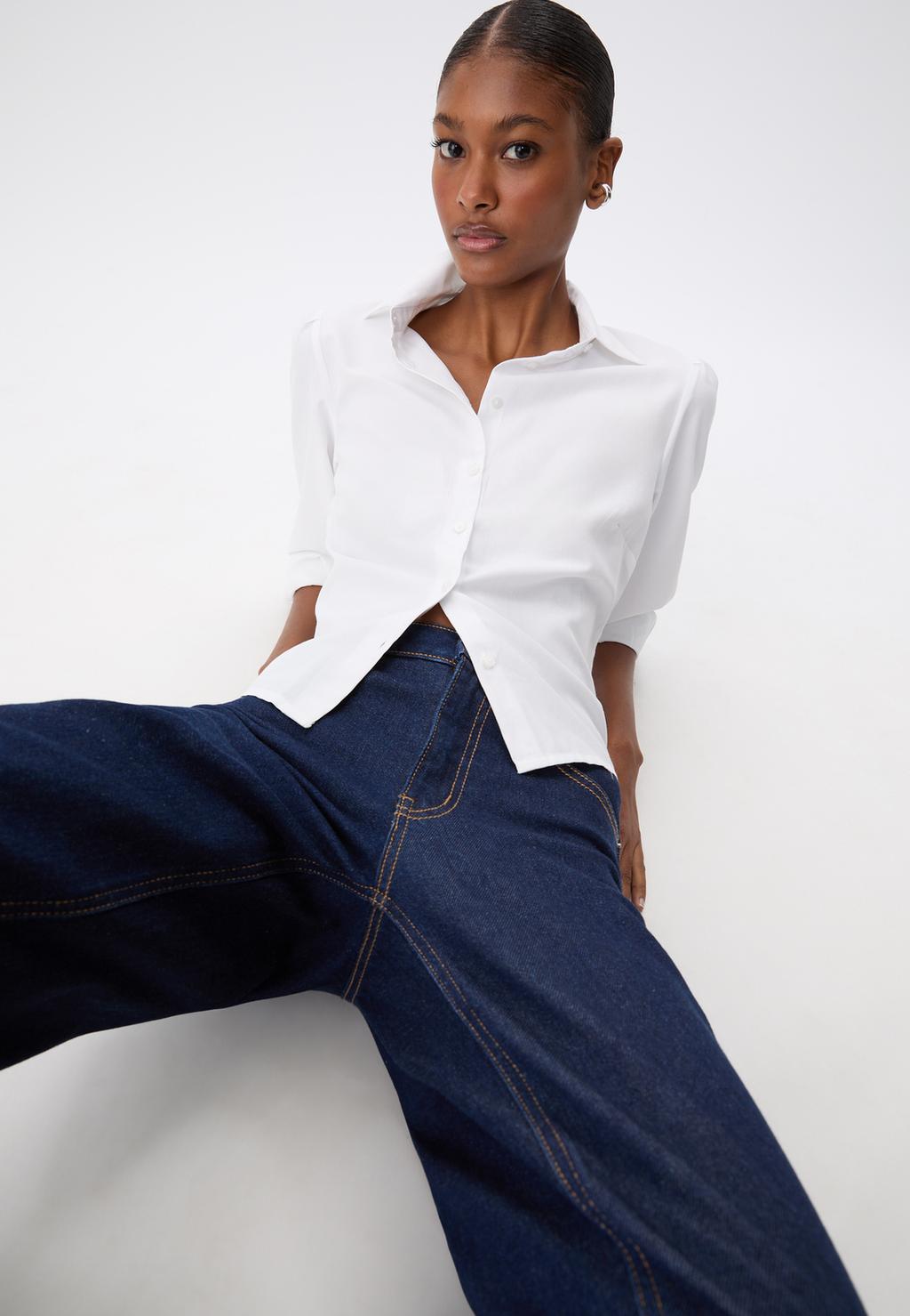Basic poplin puff sleeve shirt