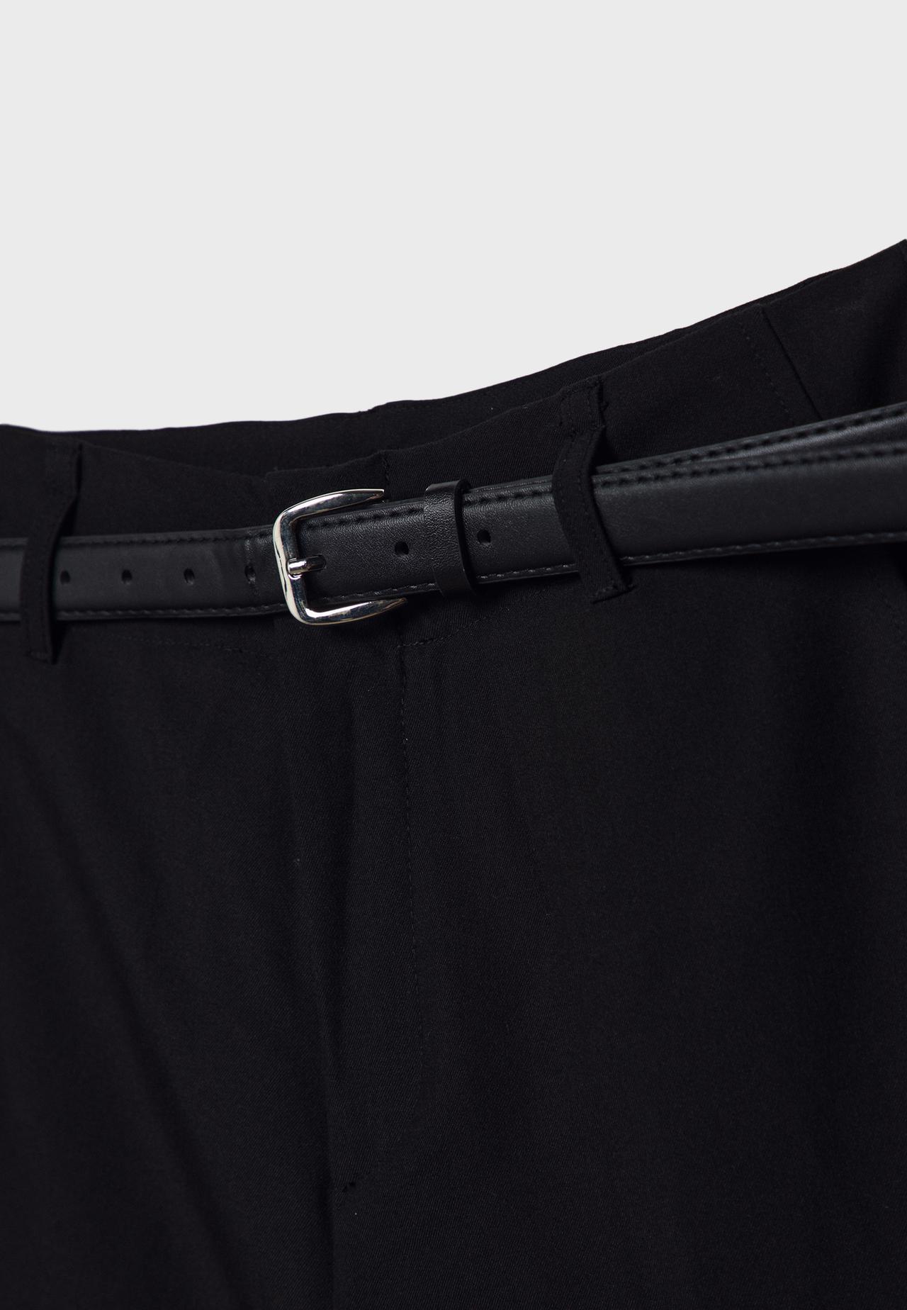 Flowing straight smart trousers with belt — Black