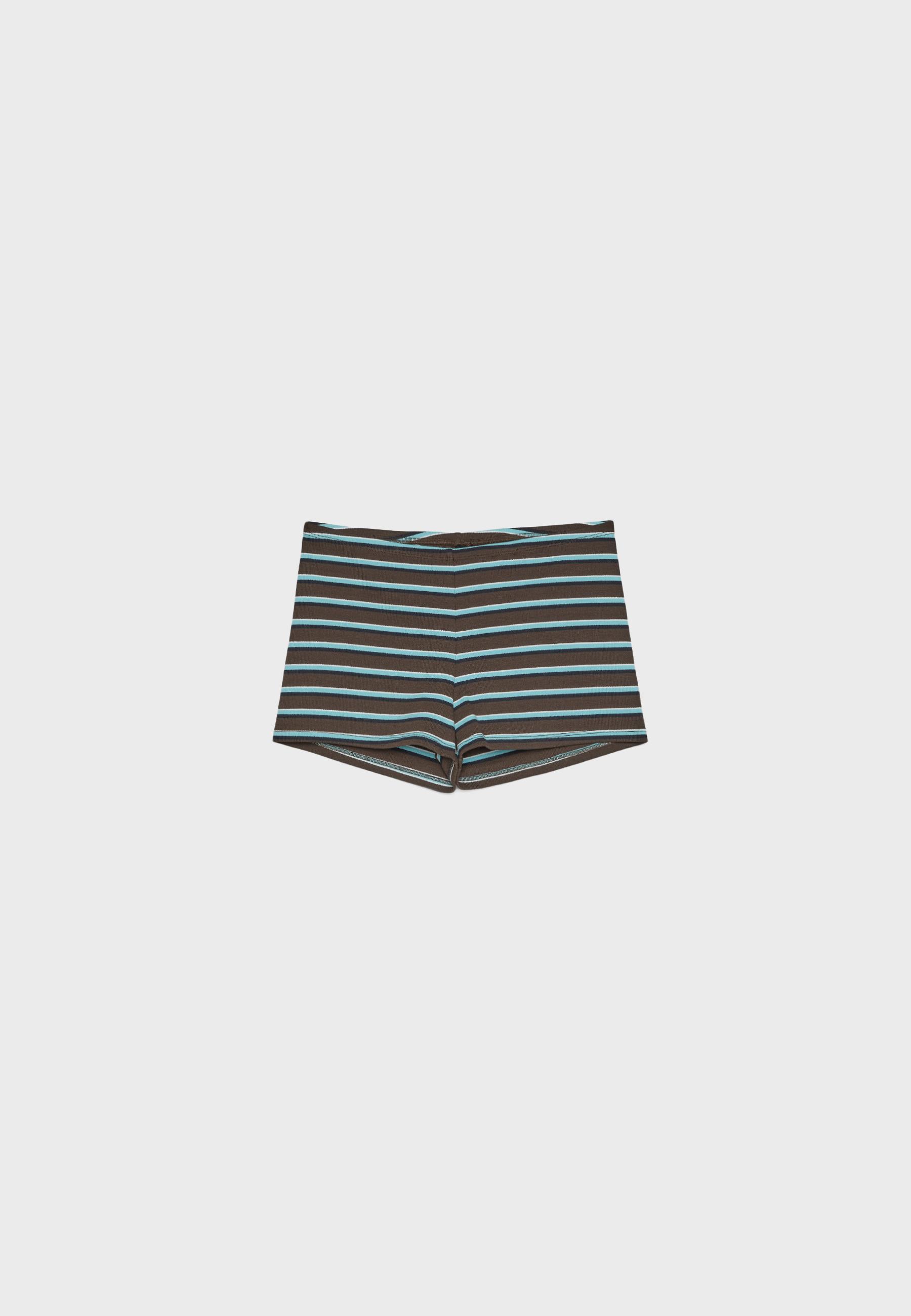 Ribbed striped mini shorts — Brown