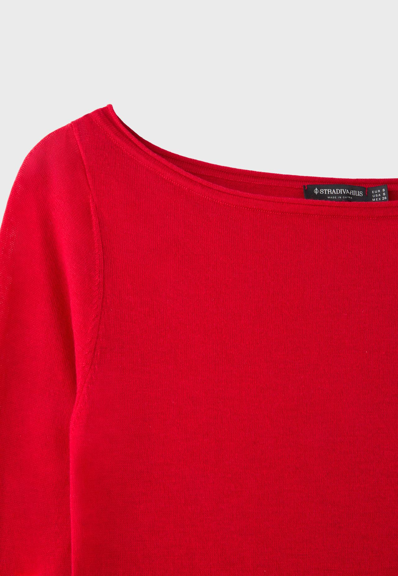 Basic wool and silk boat neck jumper — Red