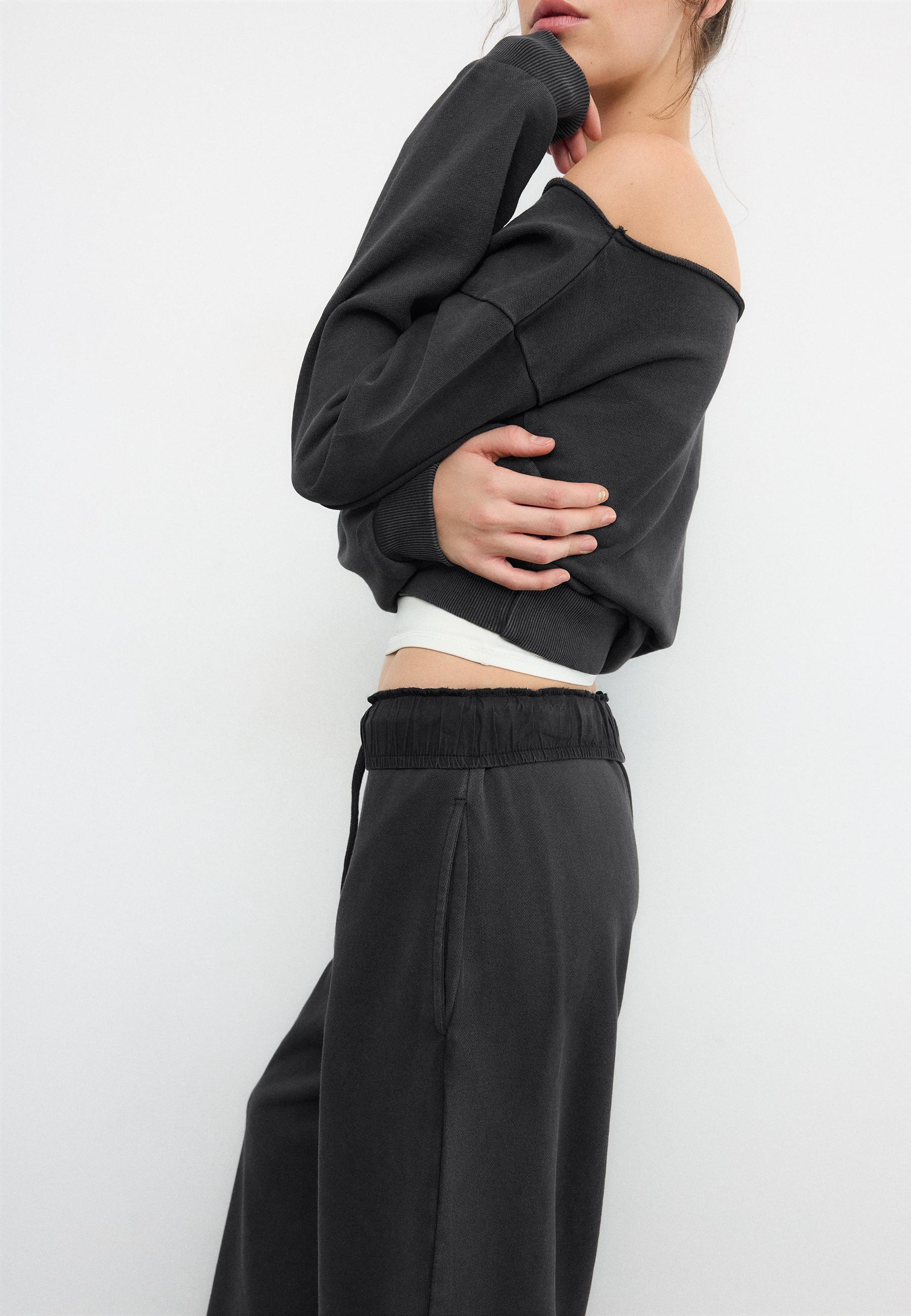 Washed effect straight-leg jogger trousers — Dark grey