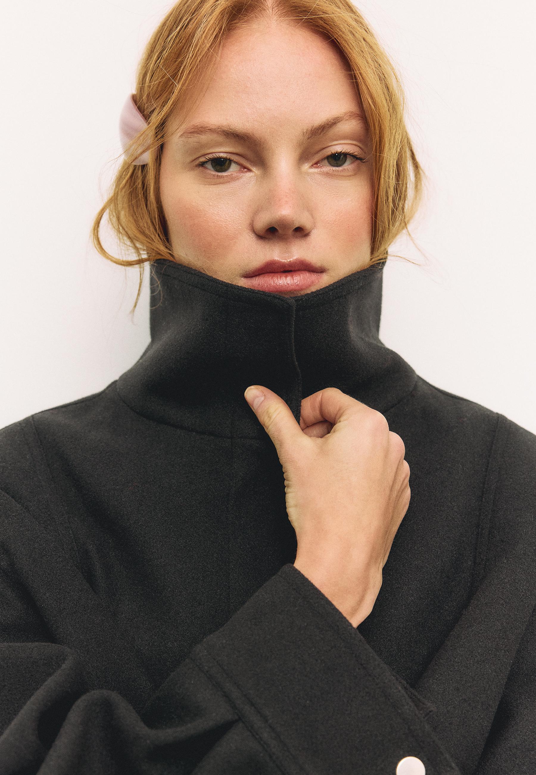 Oversize soft-touch bomber jacket — Black