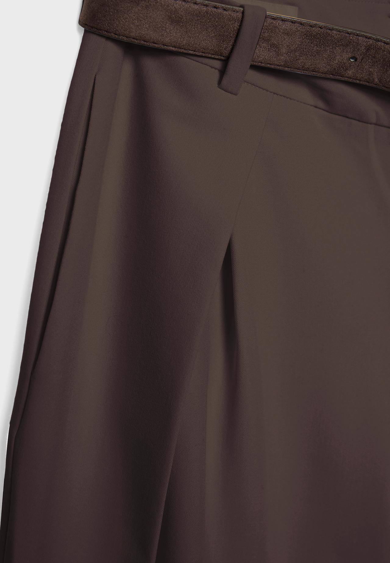 Maxi-darted trousers with belt — Brown