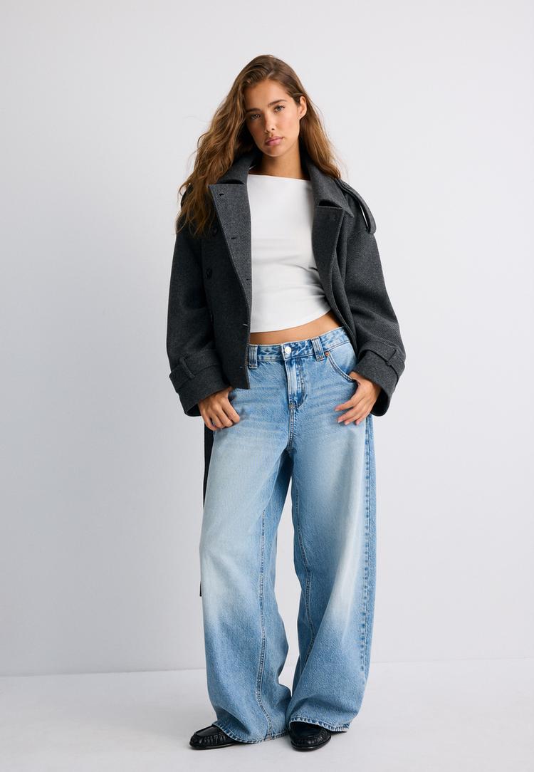 yumusak dokulu oversize trenckot