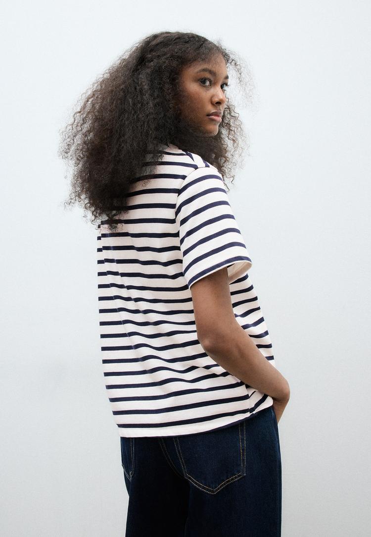 basic heavy weight striped boxy fit tshirt
