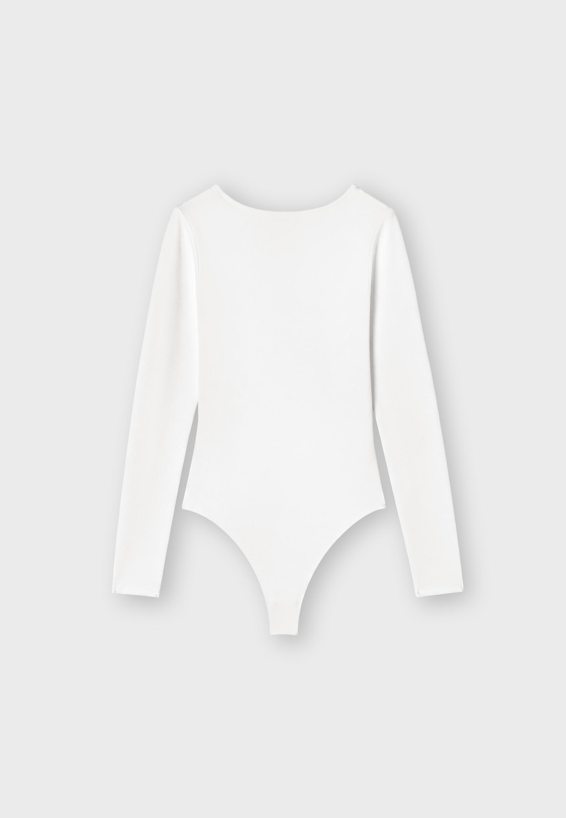 V-neck bodysuit with under-bust gathering — Vanilla
