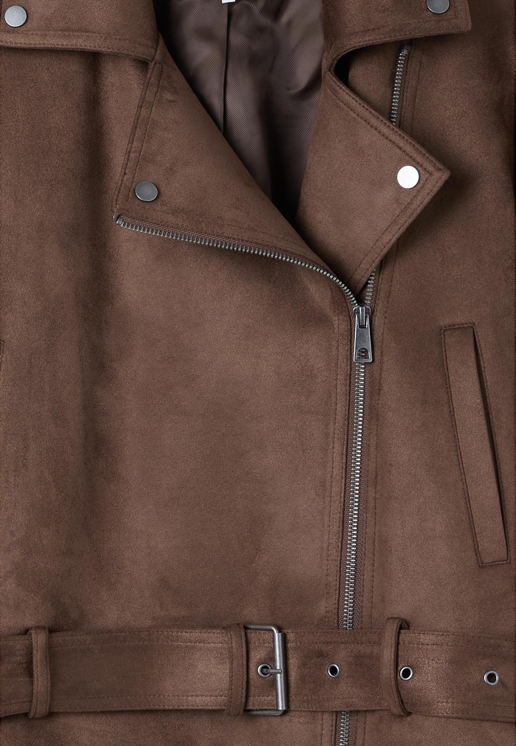 Biker jacket with belt — Brown