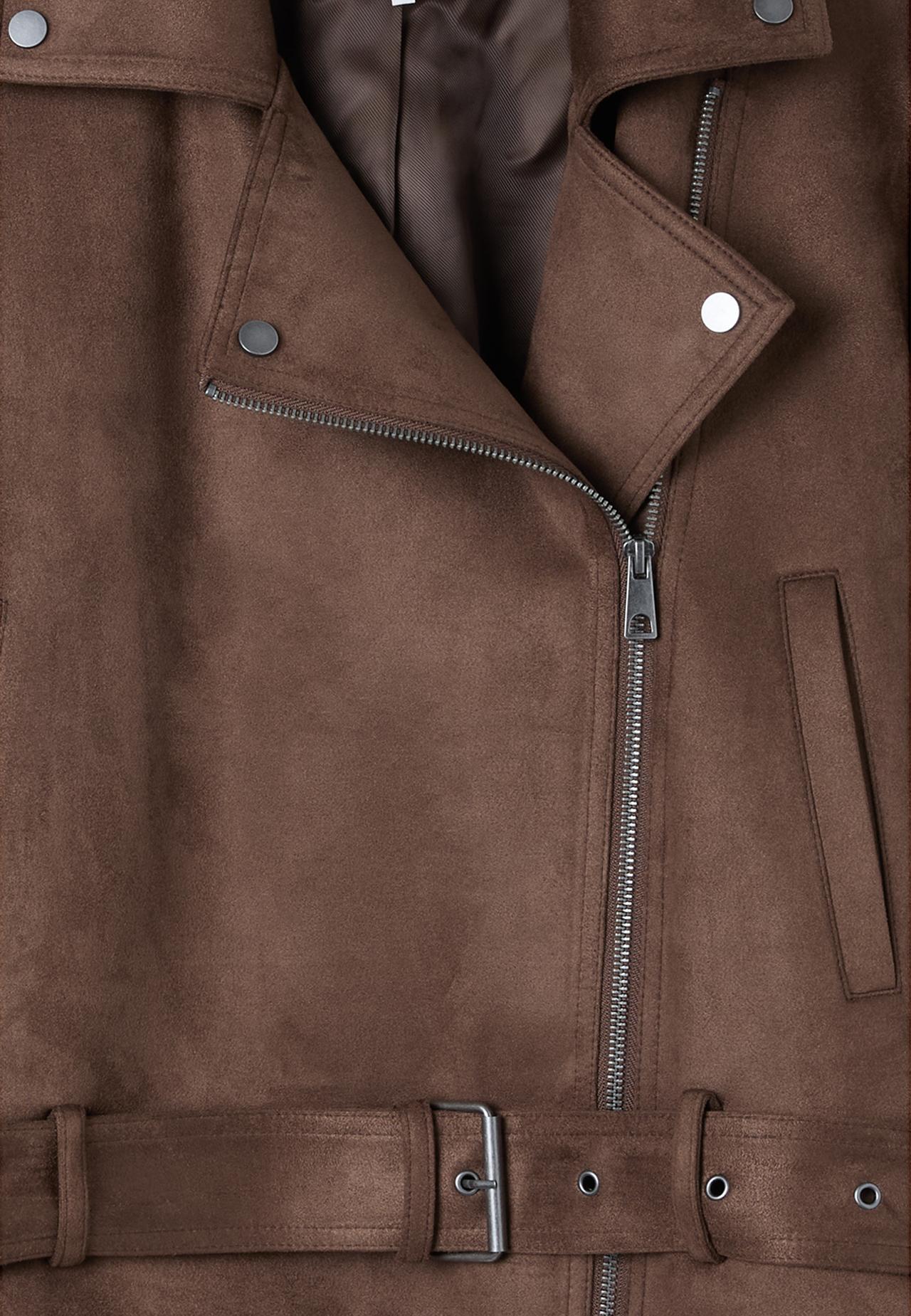 Biker jacket with belt — Brown