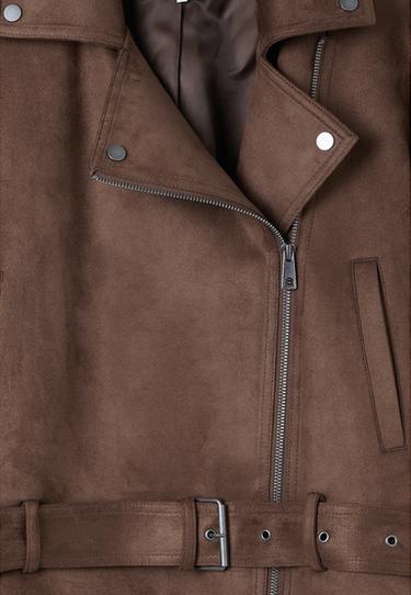 Biker jacket with belt — Brown 9