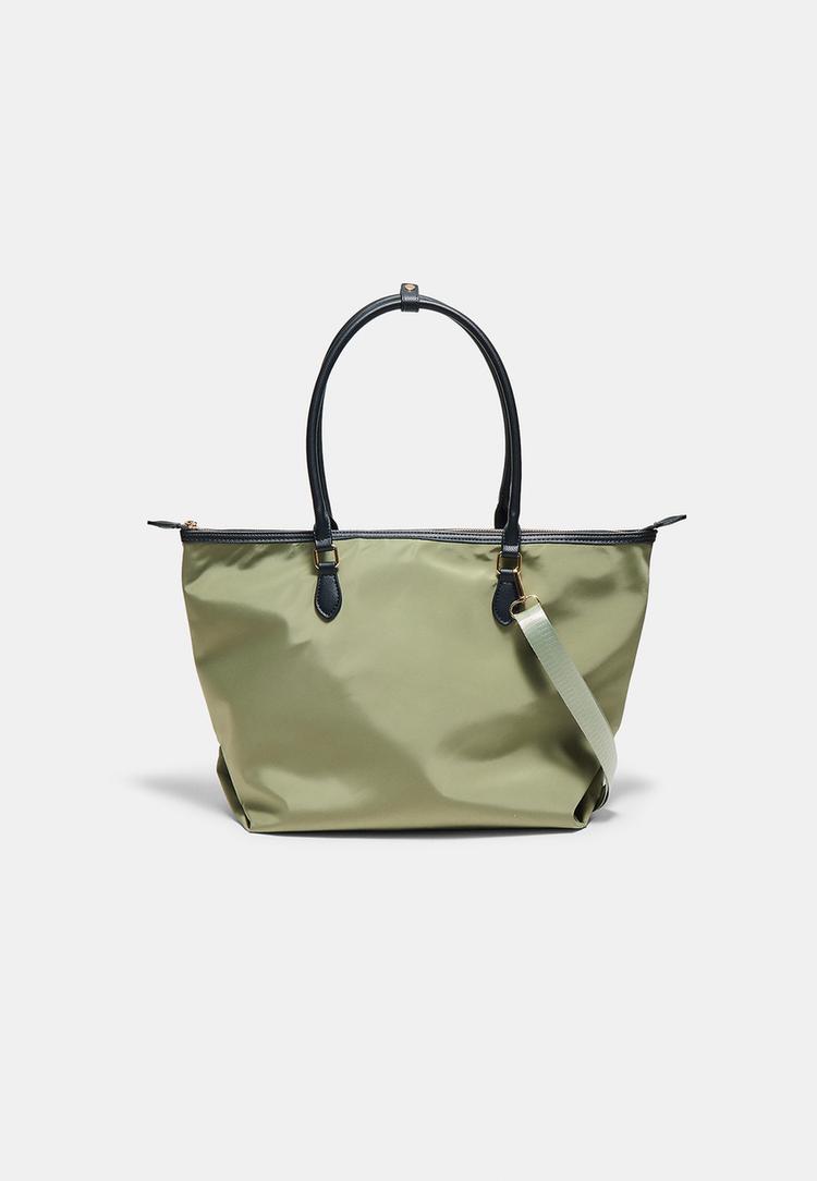 Stradivarius Kombinovaná Shopper Kabelka S Ramenným Popruhom Khaki Os