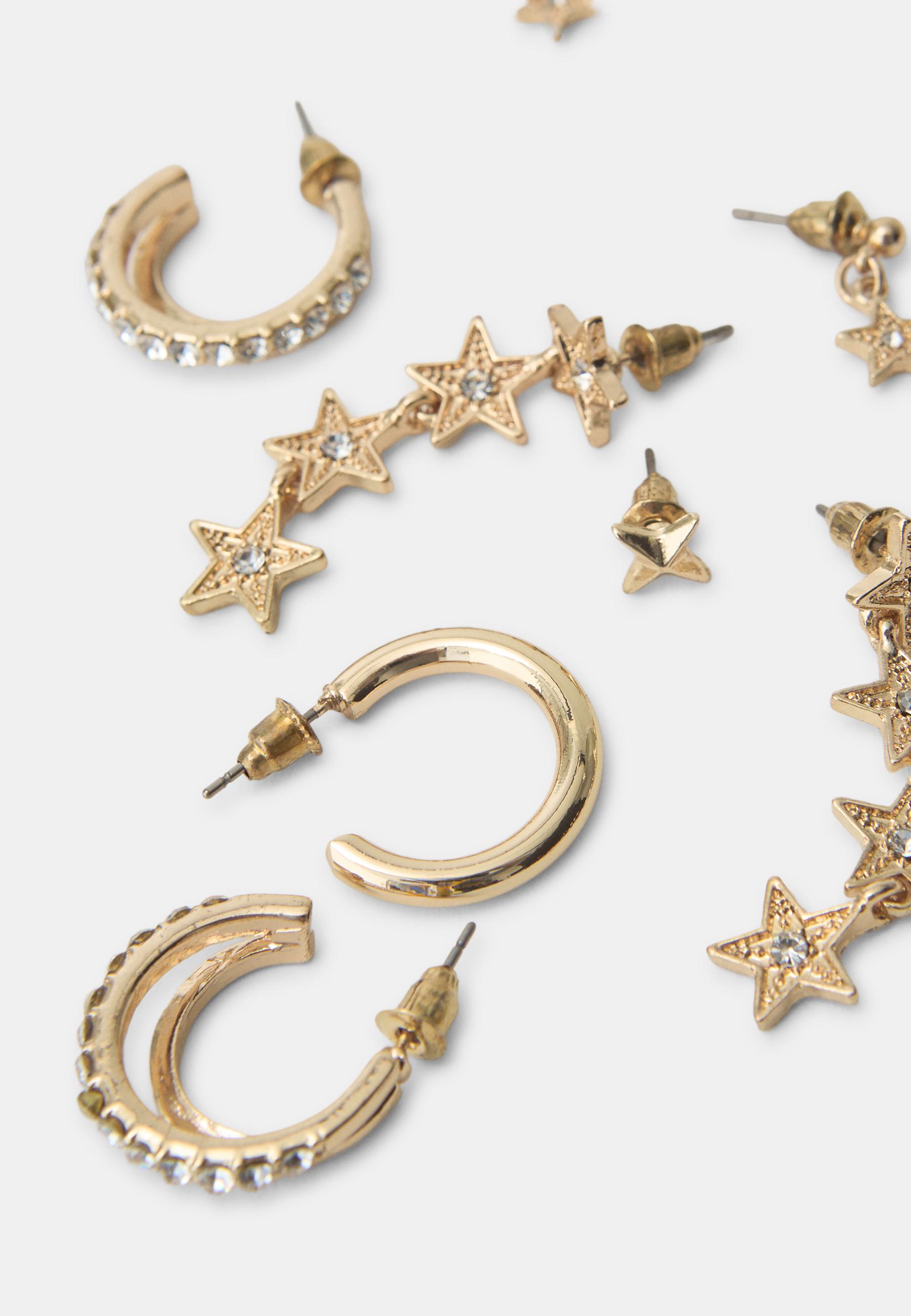 Set of 6 multipack star earrings — Gold