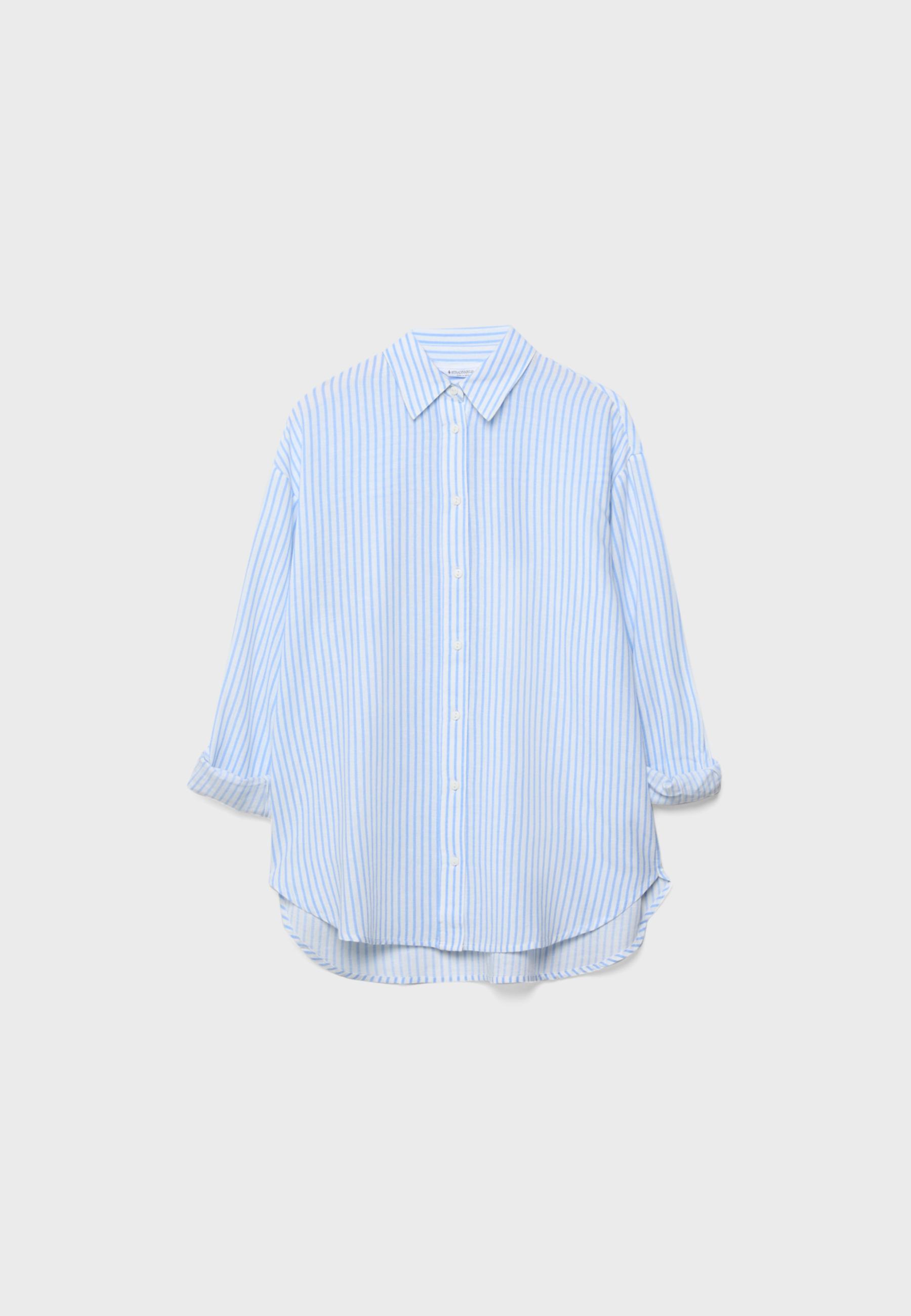 Linen-effect shirt — Sky blue