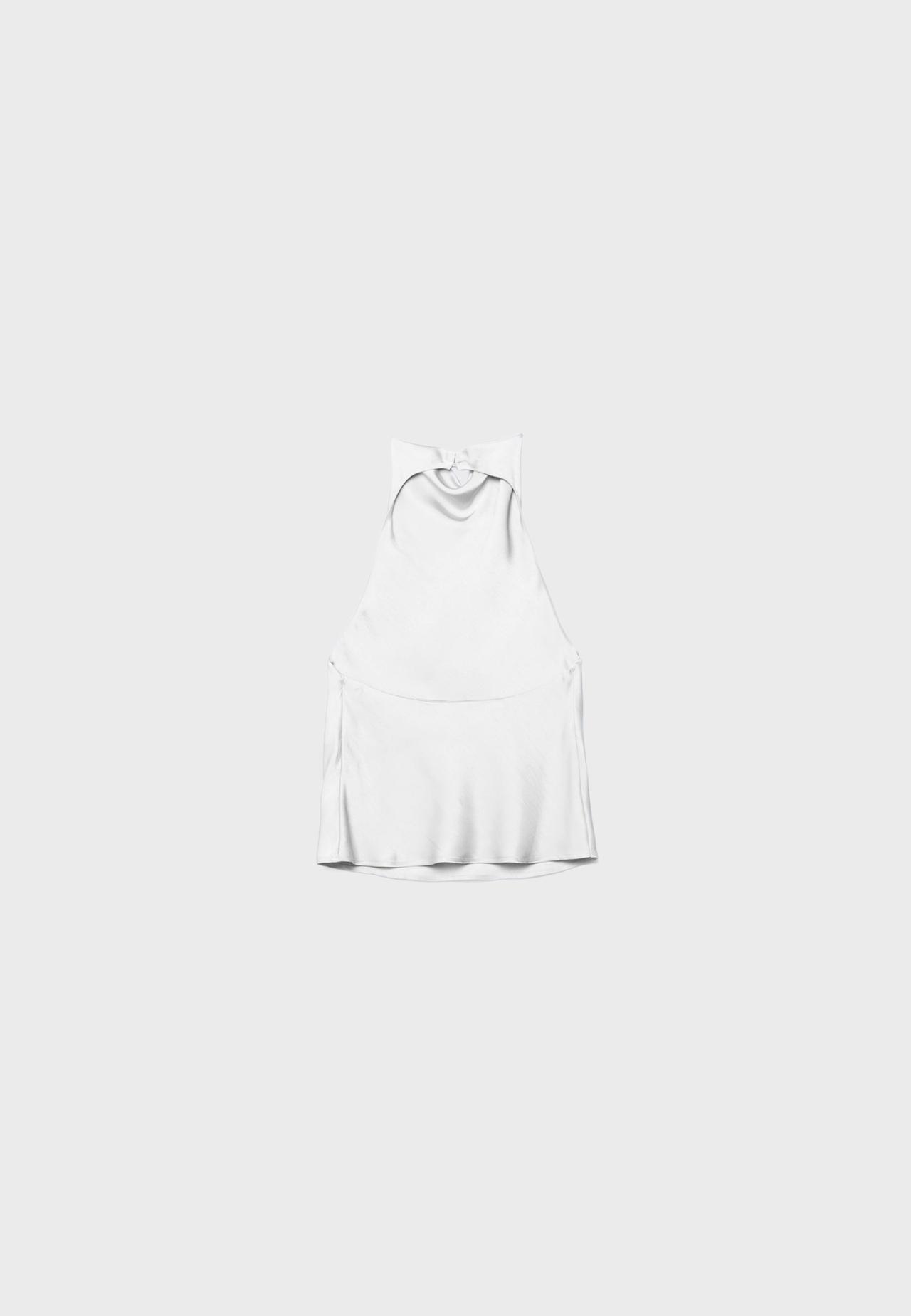 Satin halter top — White