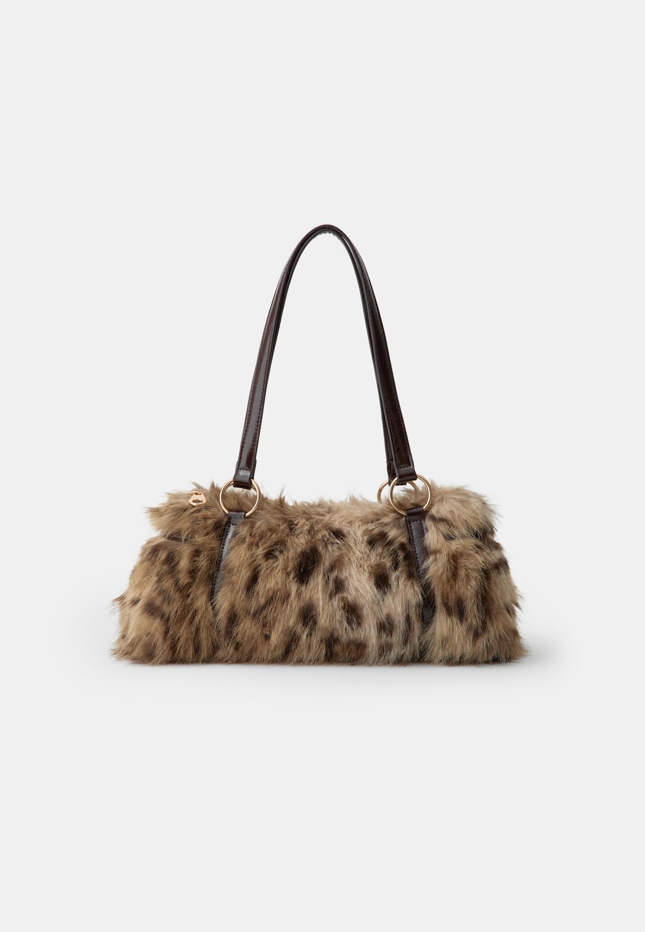 Retro print shoulder bag — Caramel