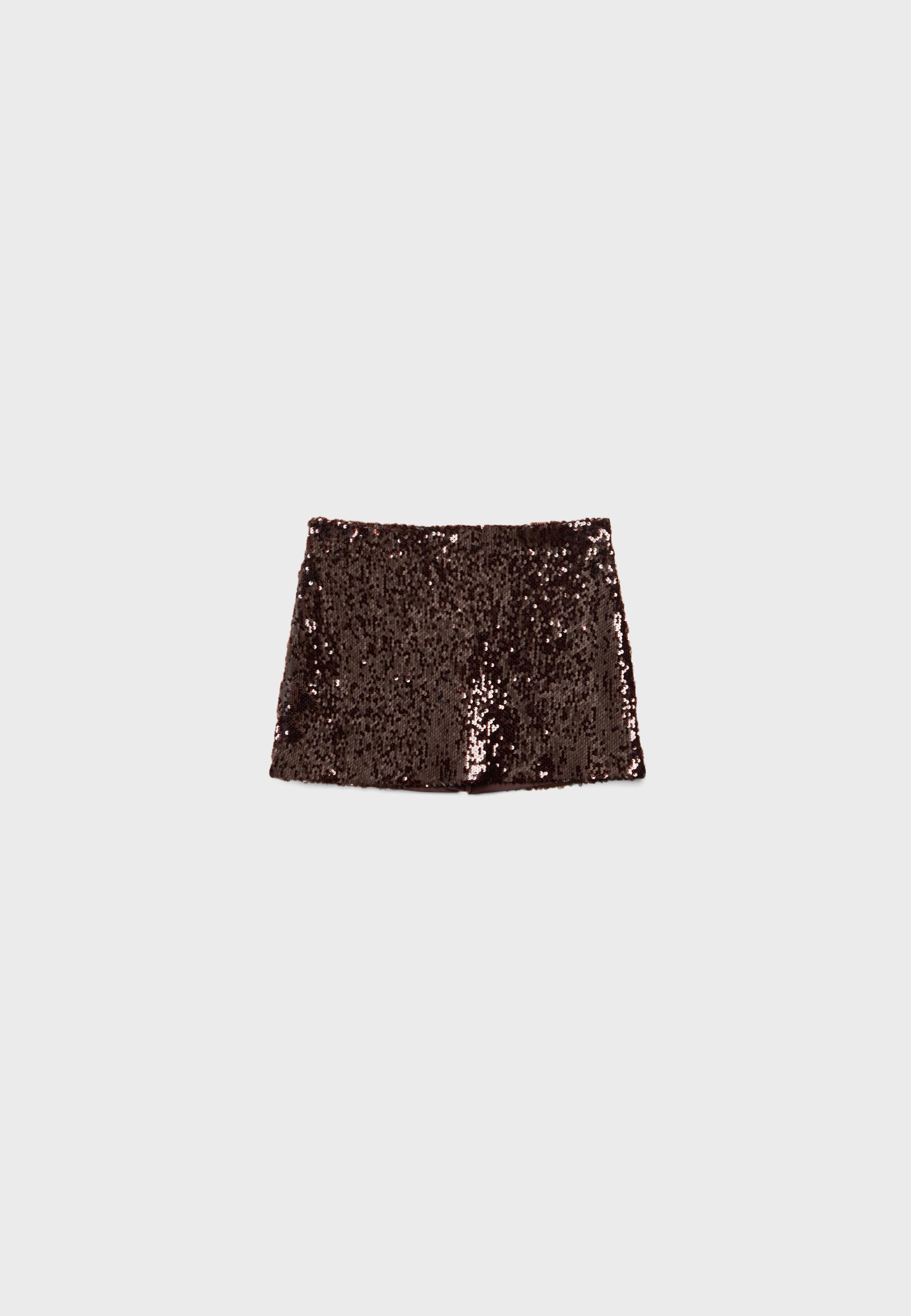 Sequin mini skirt — Brown