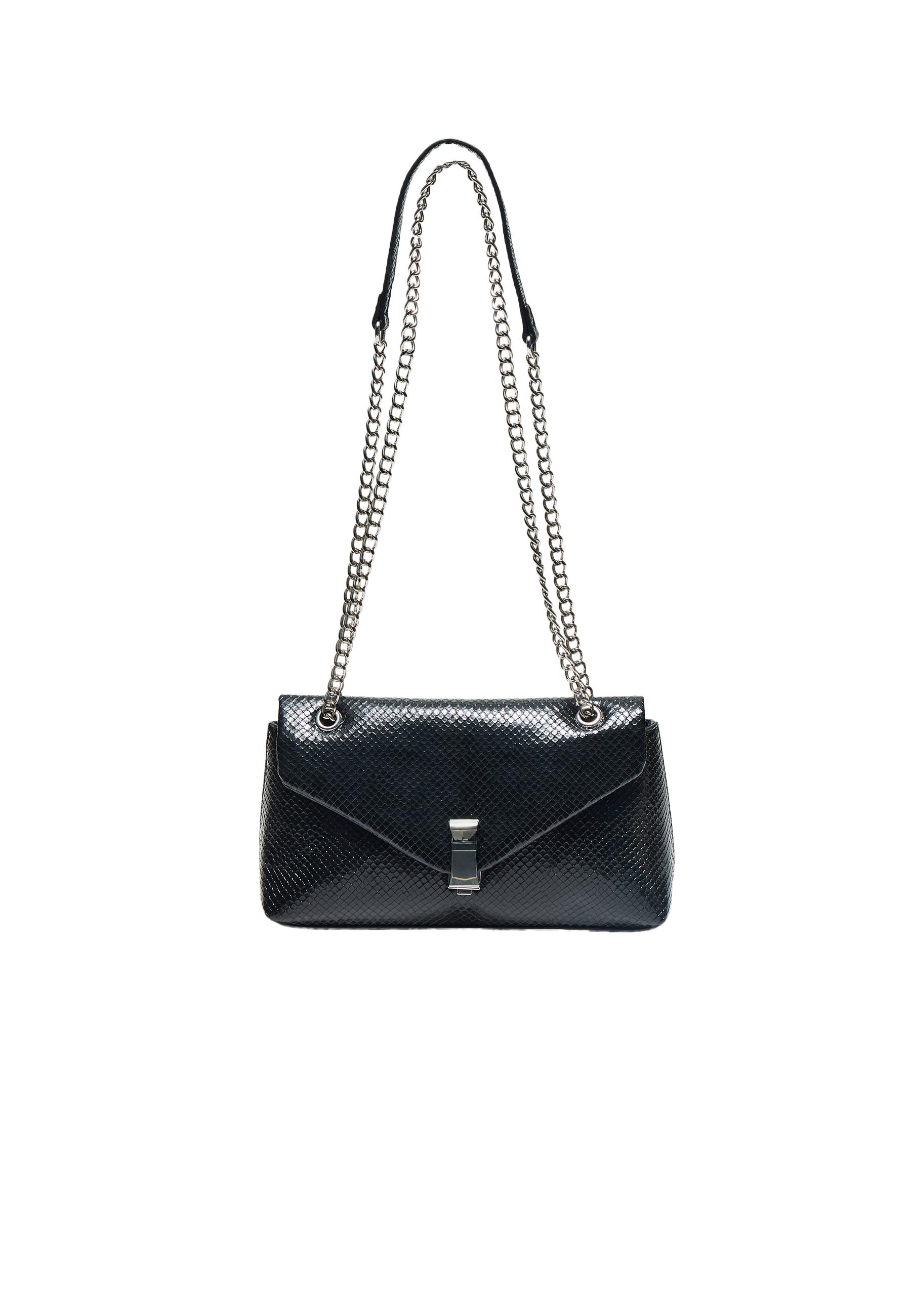 Snakeskin print crossbody bag — Black